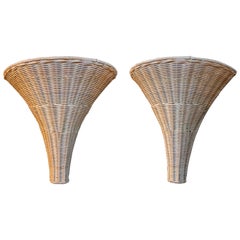 Pair of Handmade Wicker Wall Sconces