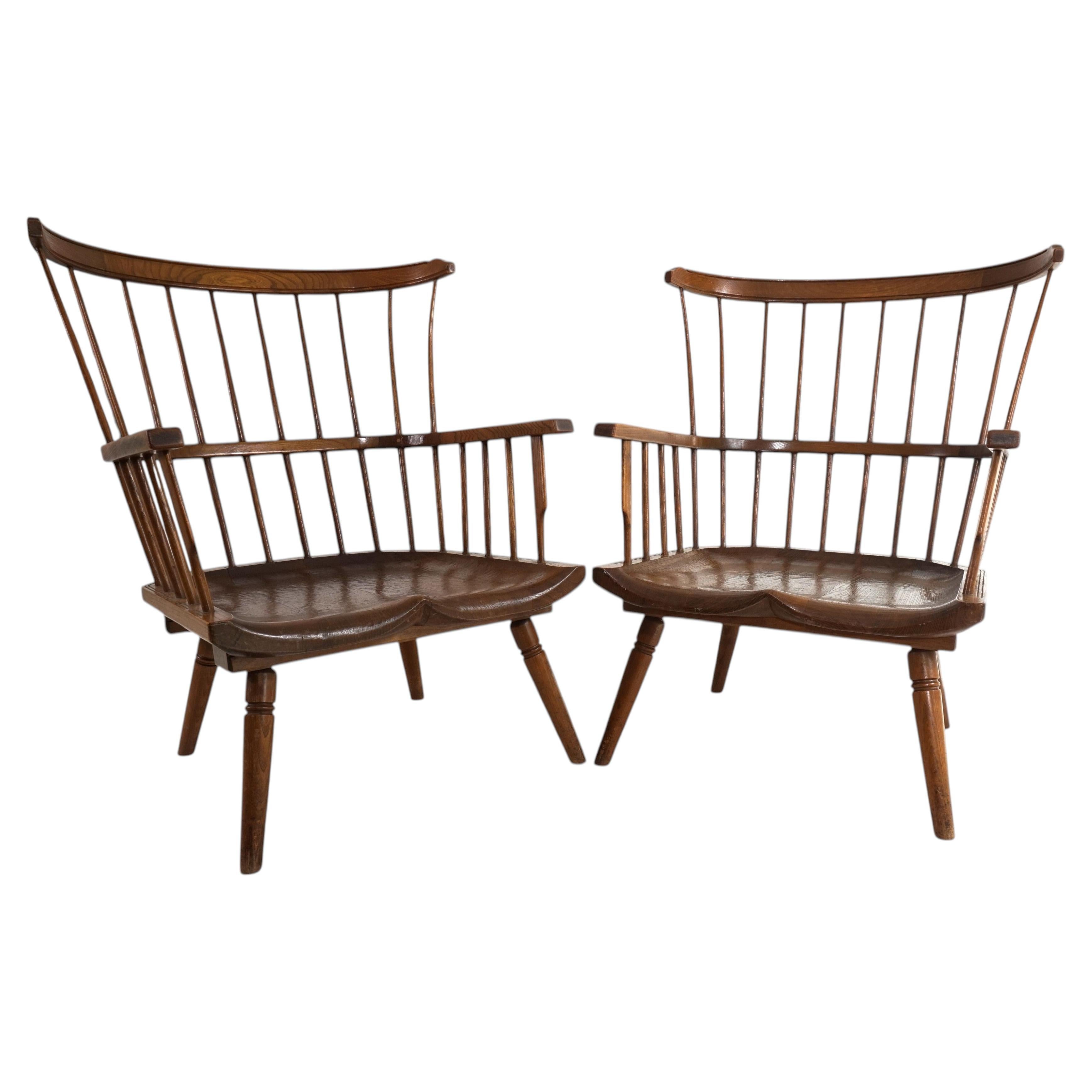 Coppia di poltrone Windsor fatte a mano, Inghilterra, intorno al 1960