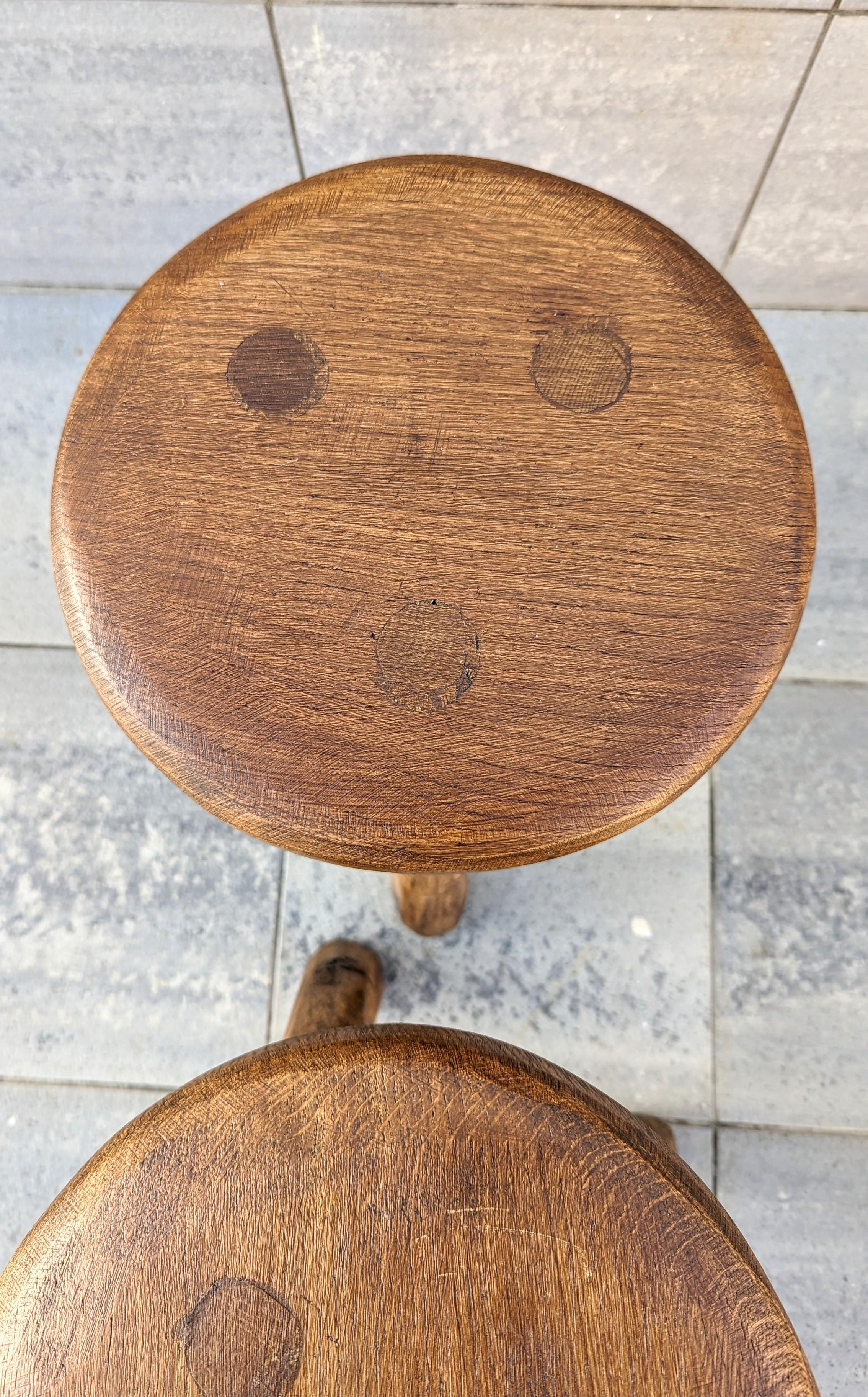 20th Century Pair of Handmade Wooden Stool, France 1970s For Sale