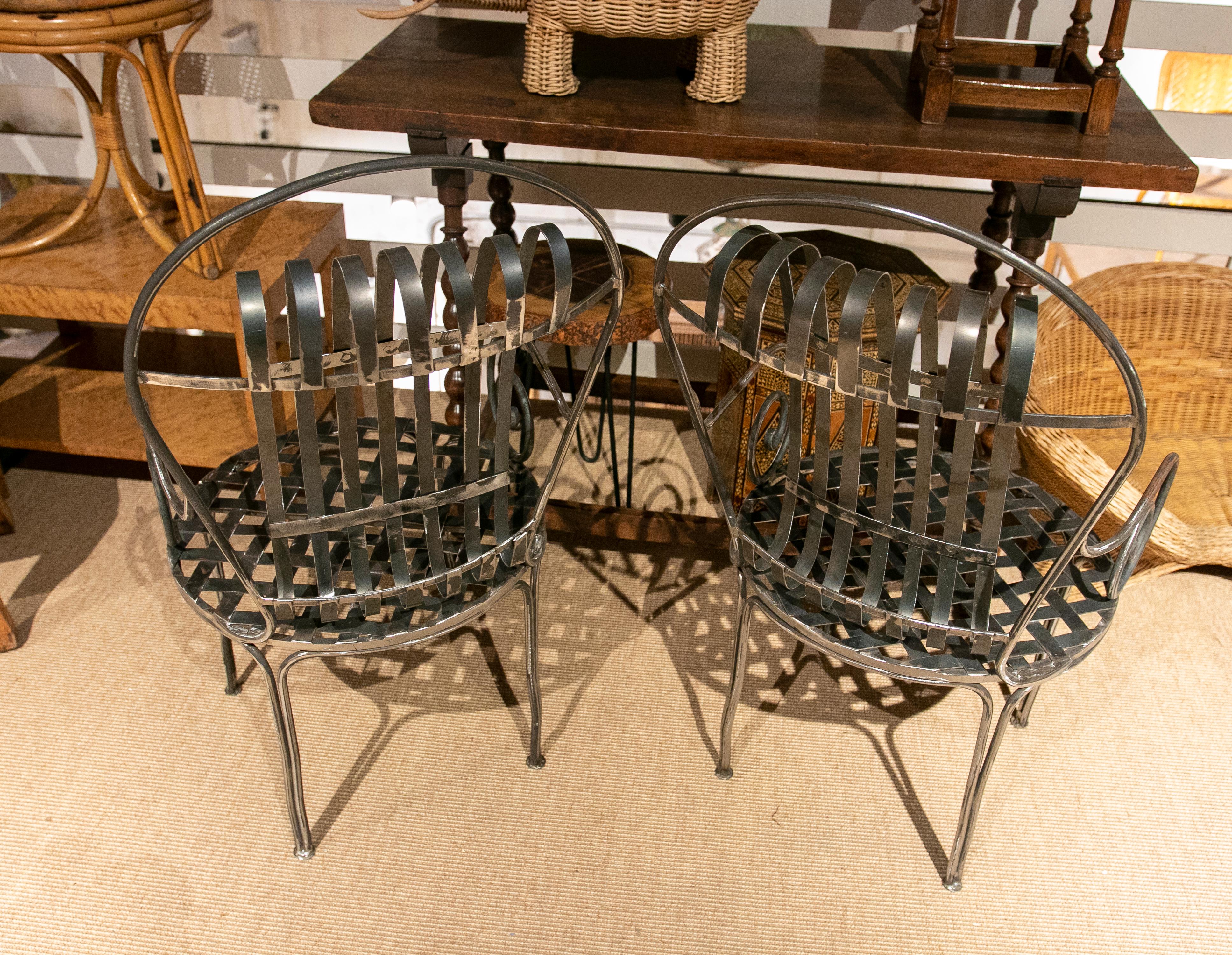 Pair of Handmade Wrought Iron Armchairs For Sale 12