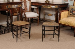 Pair of Handpainted Side Chairs with Rush Seats, Italy, circa 1820