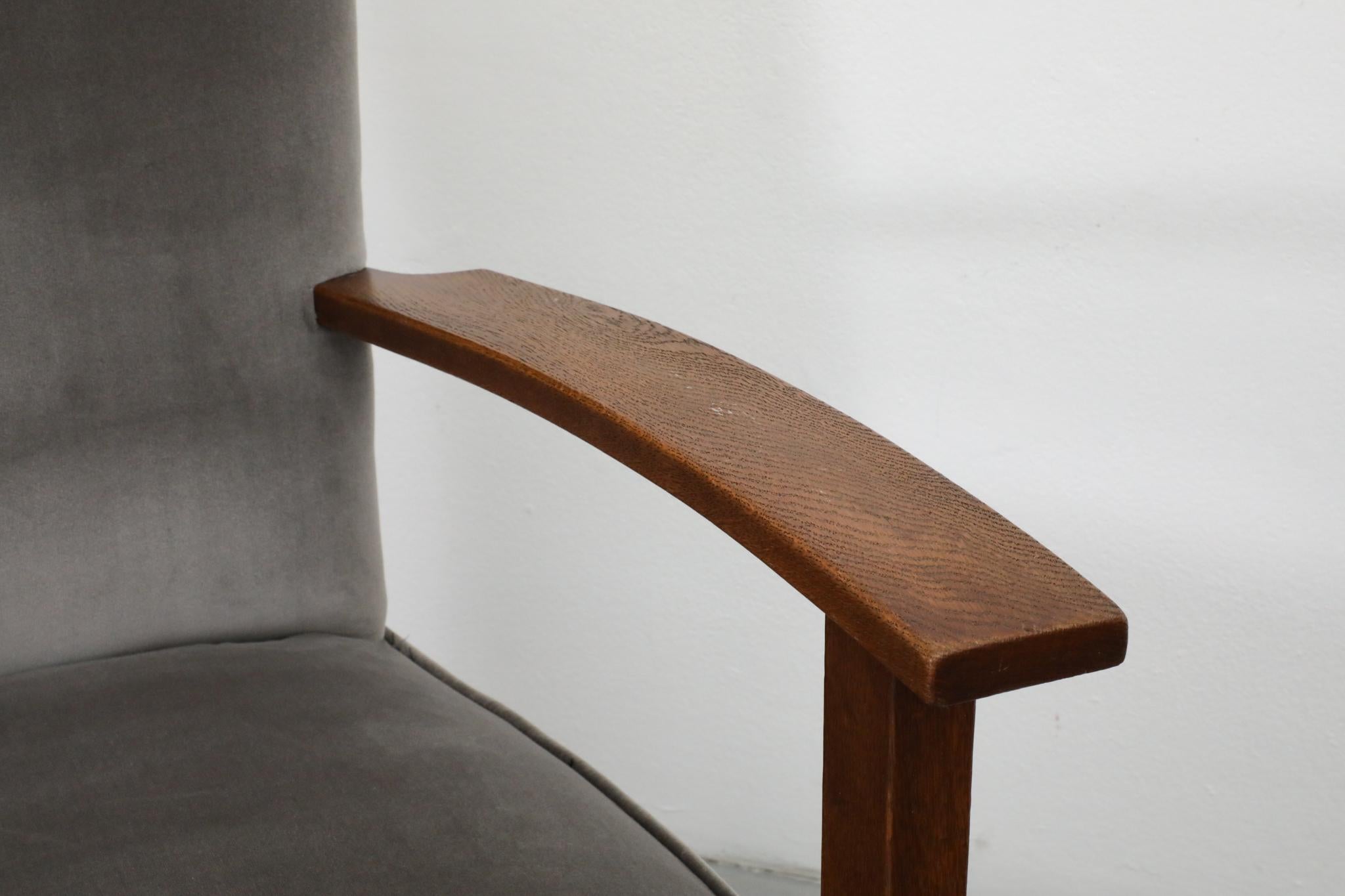 Paire de belles chaises longues Art Déco hollandaises en velours gris sceau en vente 4