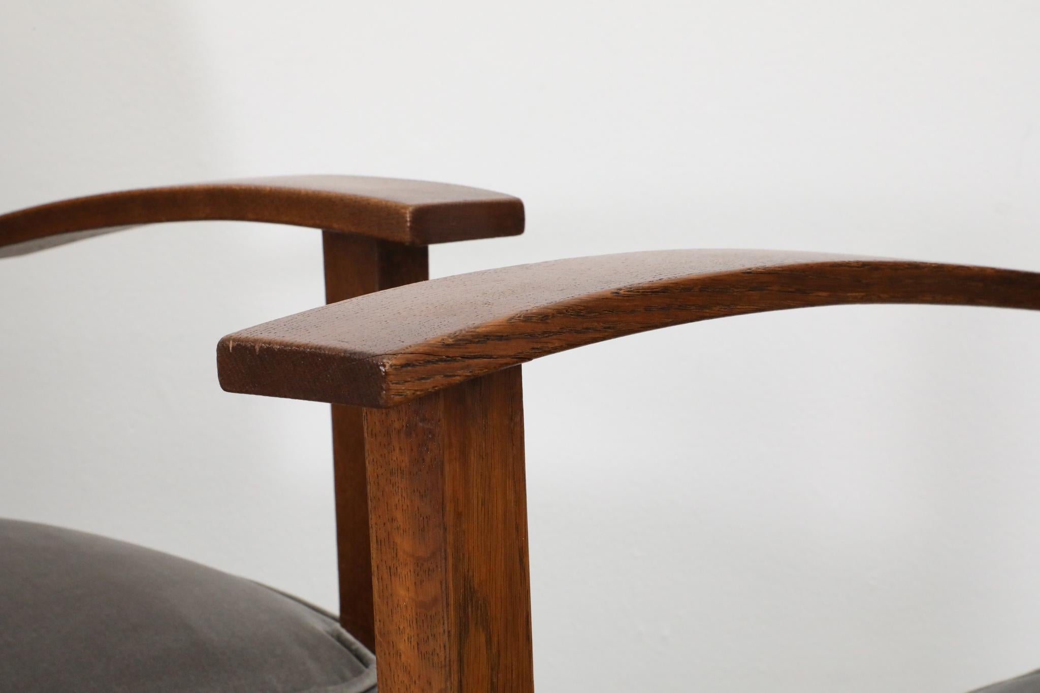 Paire de belles chaises longues Art Déco hollandaises en velours gris sceau en vente 5