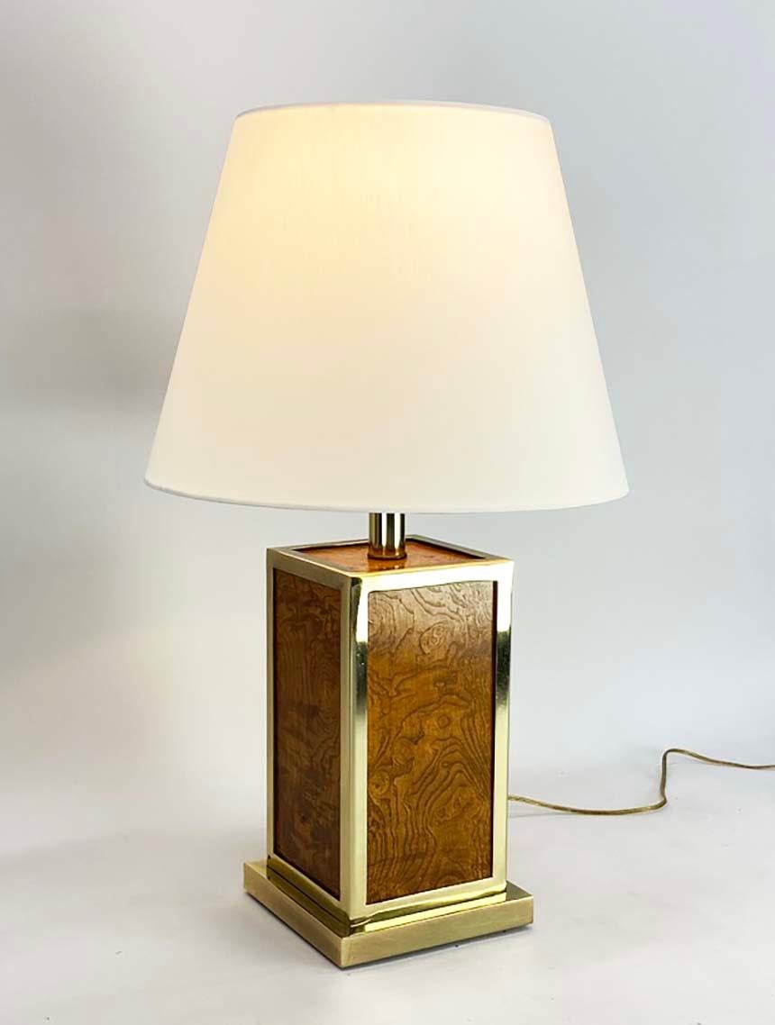 Coppia di bellissime lampade da tavolo italiane in Wood Wood e ottone in vendita 3