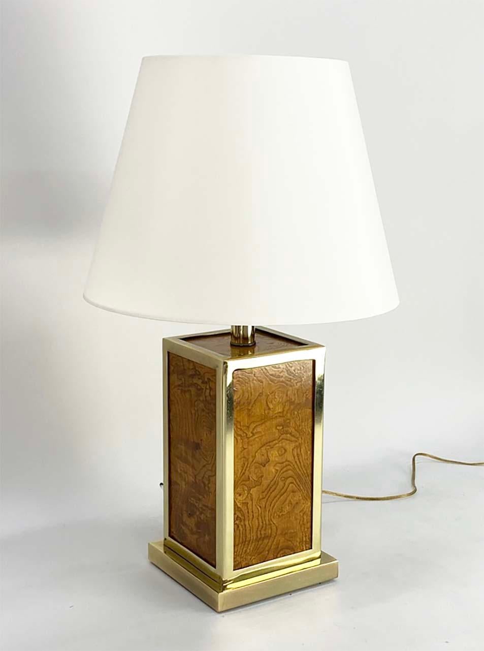 Coppia di bellissime lampade da tavolo italiane in Wood Wood e ottone in vendita 9