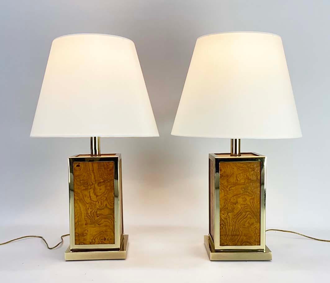 Coppia di bellissime lampade da tavolo italiane in Wood Wood e ottone in vendita 10