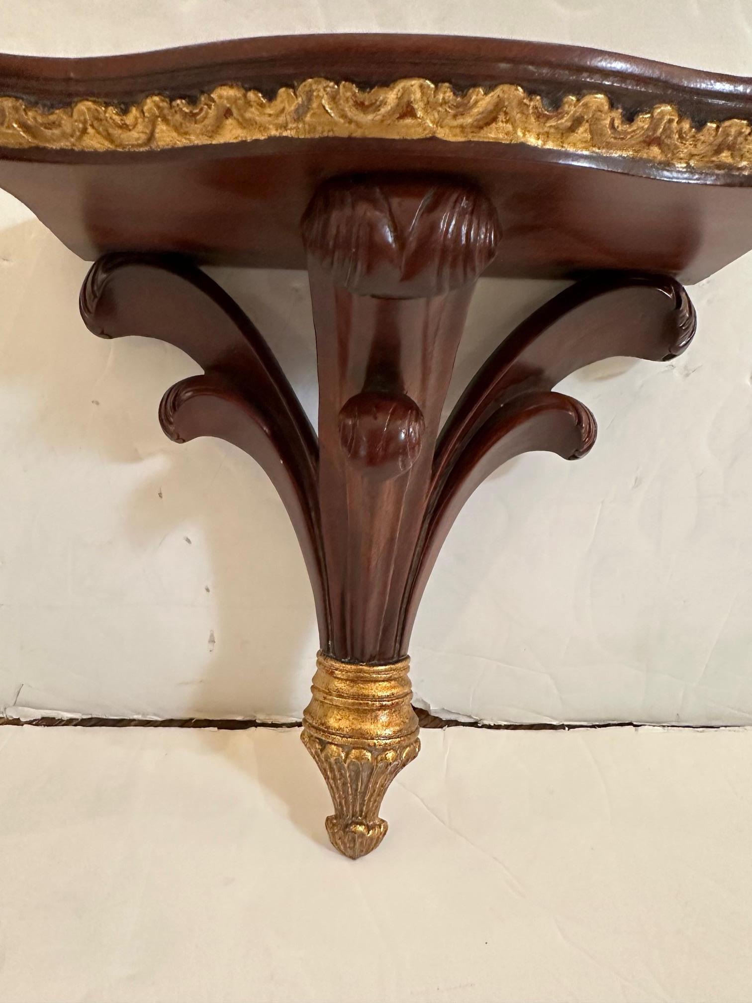 Philippine Pair of Handsome Maitland Smith Mahogany and Gilded Wall Brackets For Sale