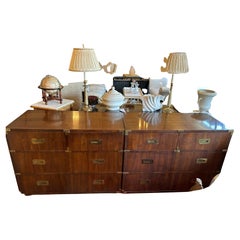 Pair of Handsome Mid Century Modern Henredon Campaign Chests