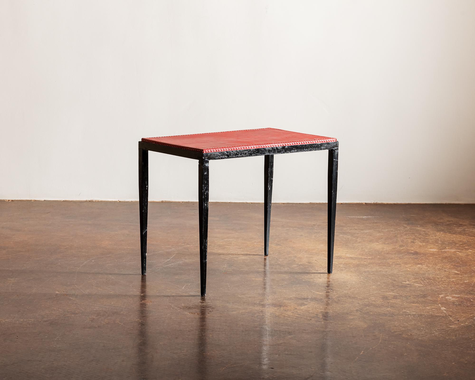 French Pair of Handsome Side Tables in the Style of Jean-Michel Frank, France, 1940s