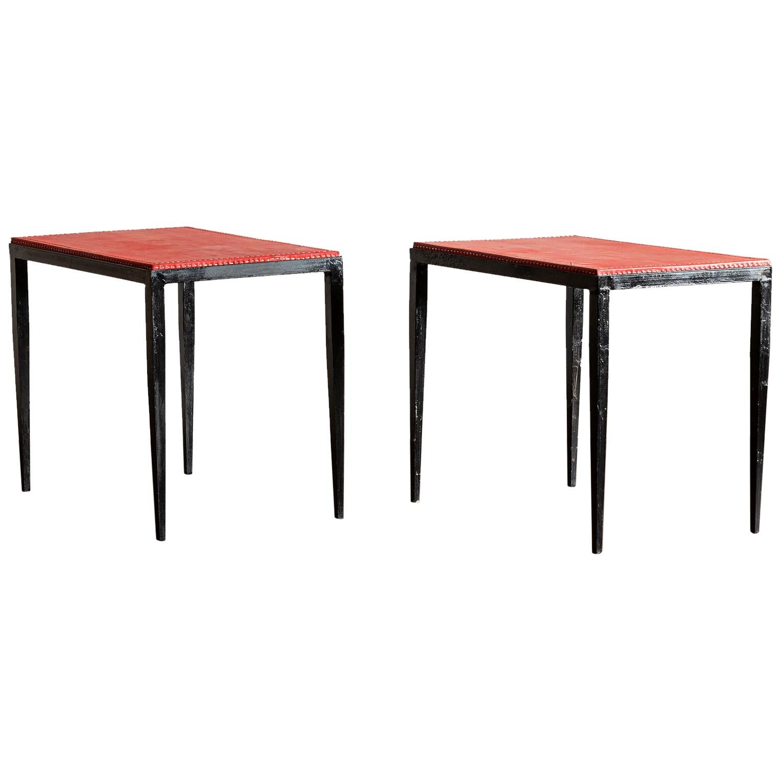 Pair of Handsome Side Tables in the Style of Jean-Michel Frank, France, 1940s