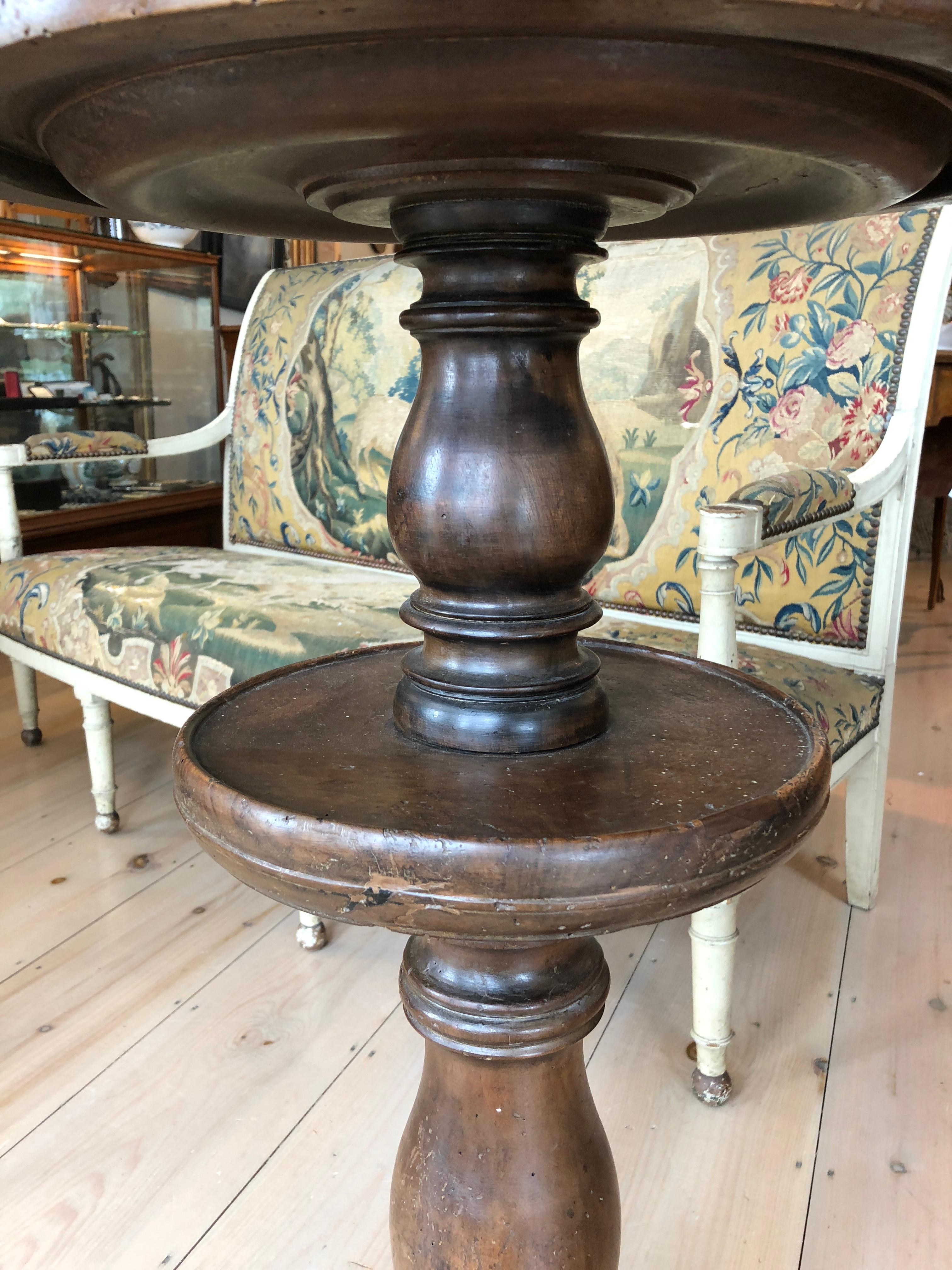 Pair of Handsome Very Unusual French Walnut Turned Side Tables Pedestals 1