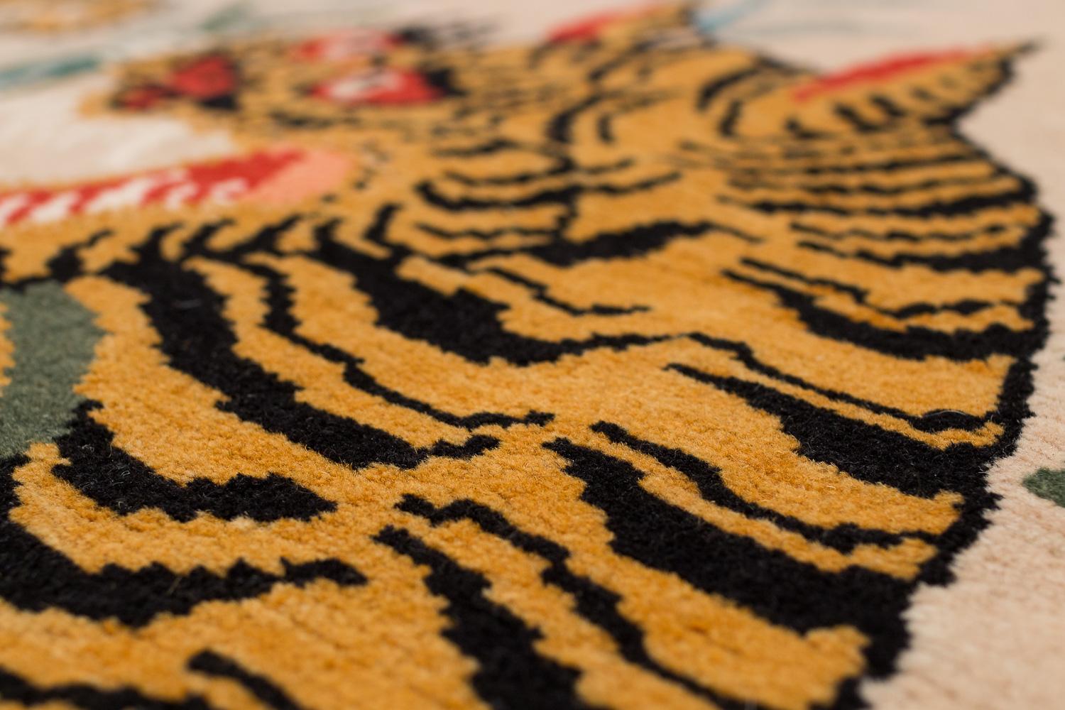 Pair of Handwoven Tibetan Wool Tiger Area Rug by Carini 2