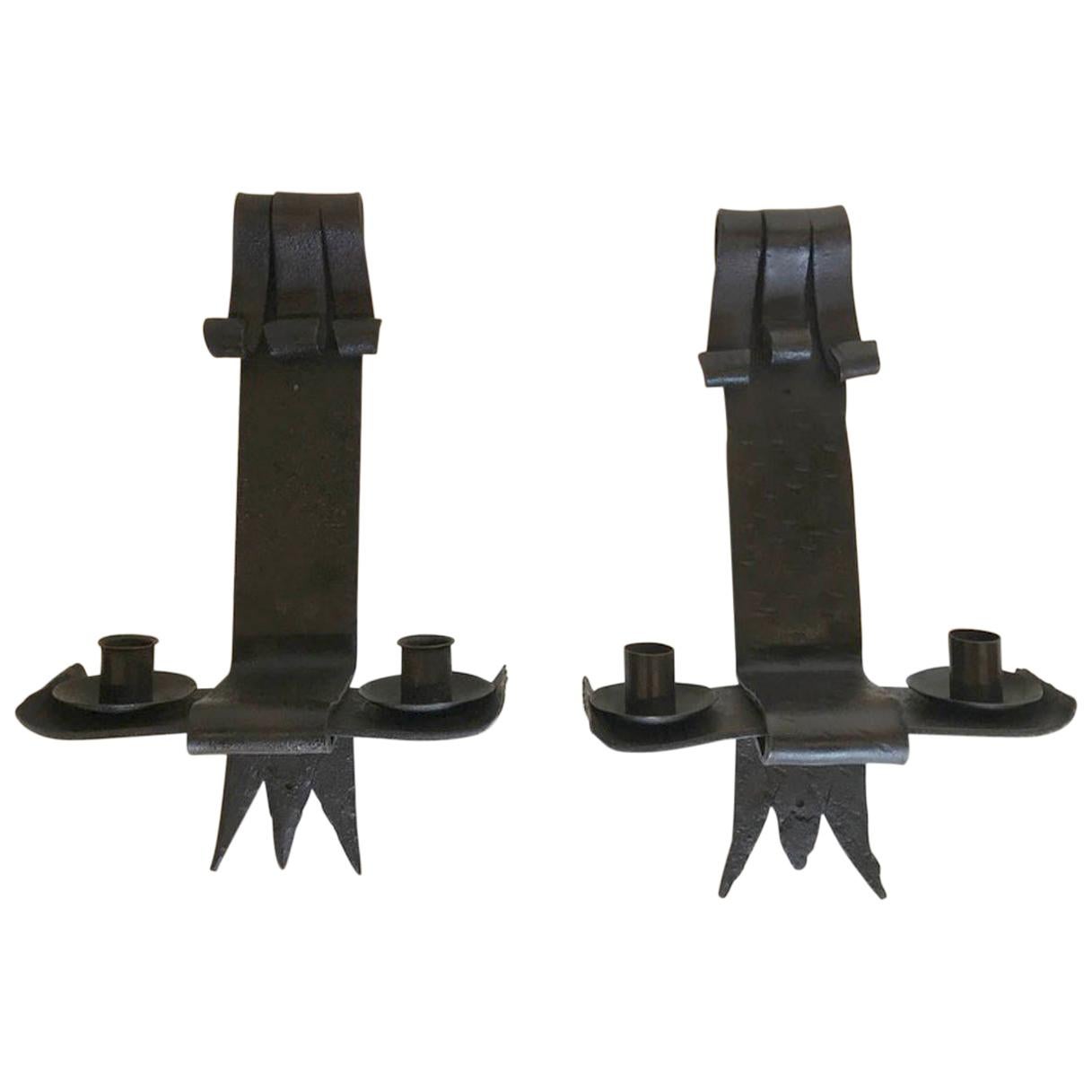 Pair of Handwrought Iron Sconces