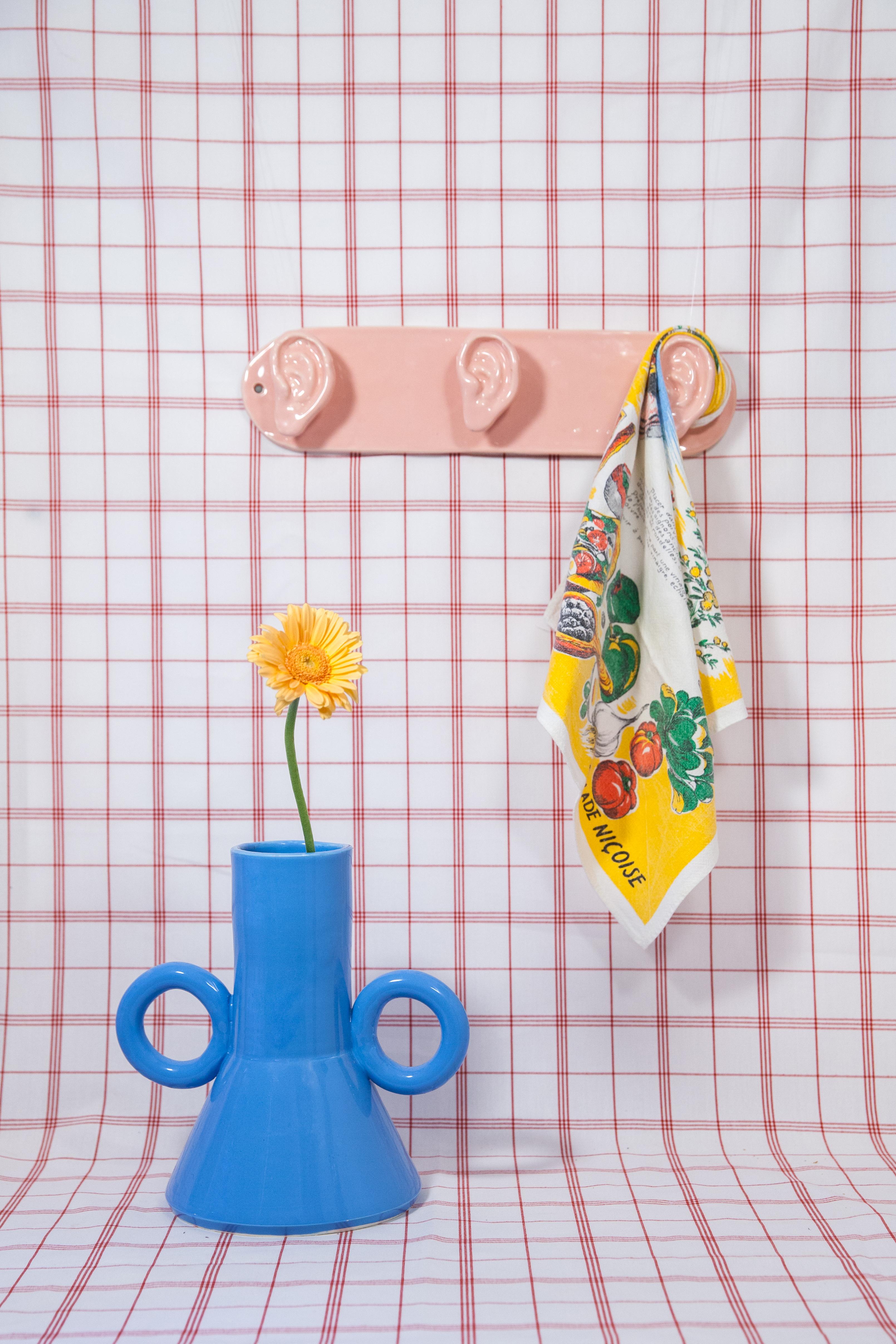 Post-Modern Pair of Hanging 3 Ears Pink Towel Hooks by Lola Mayeras