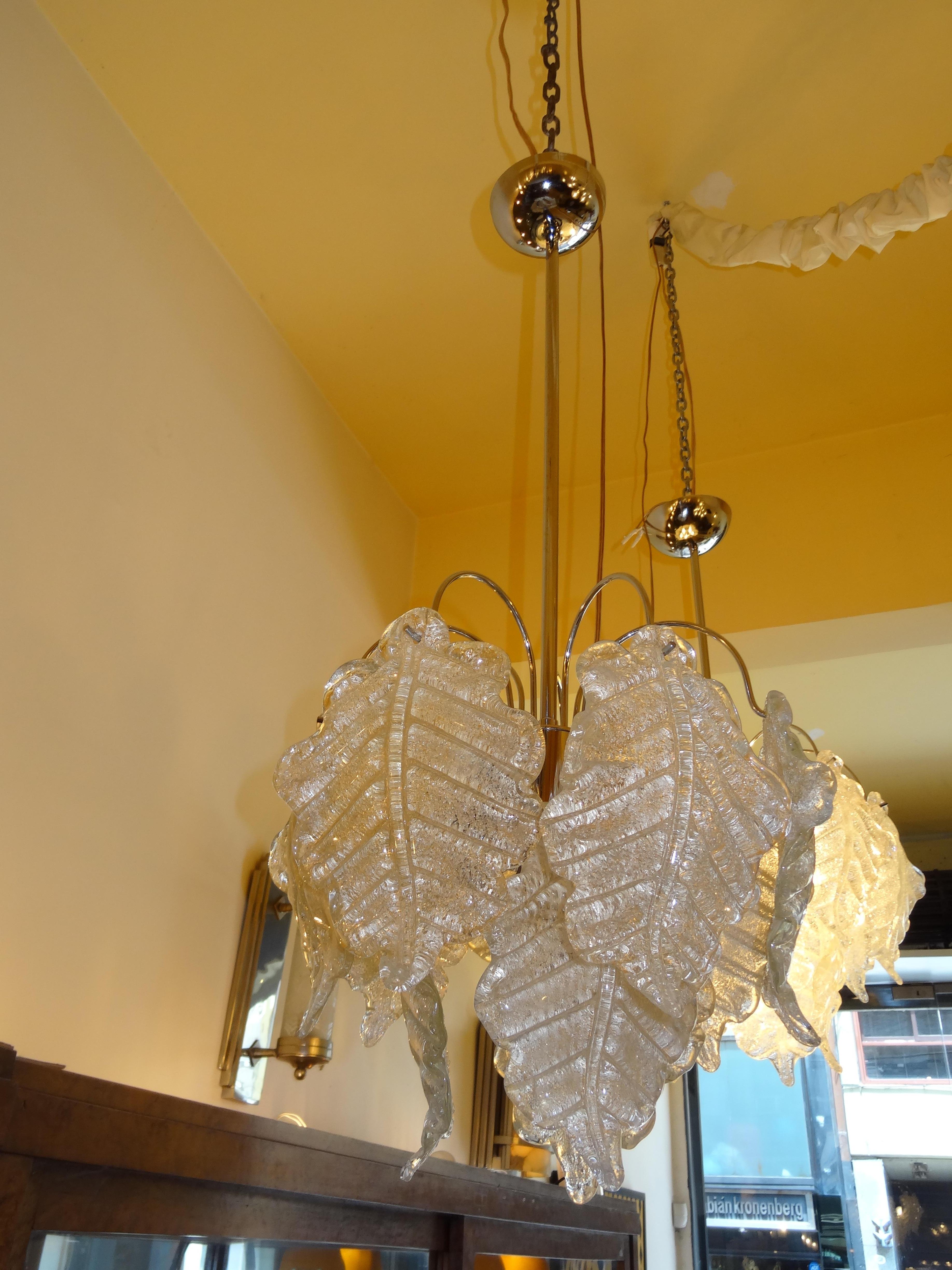 Mid-20th Century Pair of Hanging Lamp Italian in the style of Barovier & Toso , 1970 For Sale