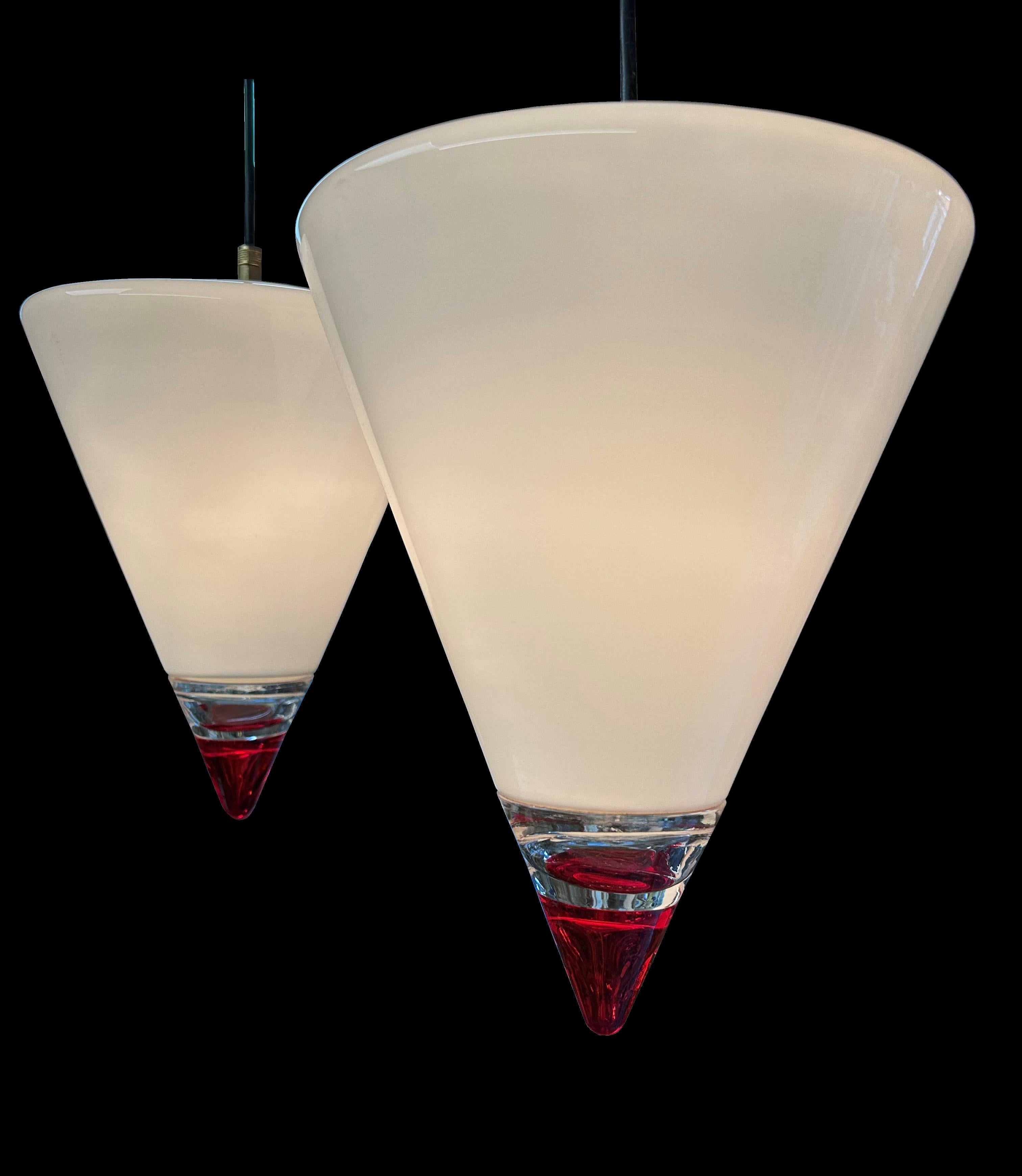 Mid-Century Modern Pair of Hanging Lights by Leucos For Sale