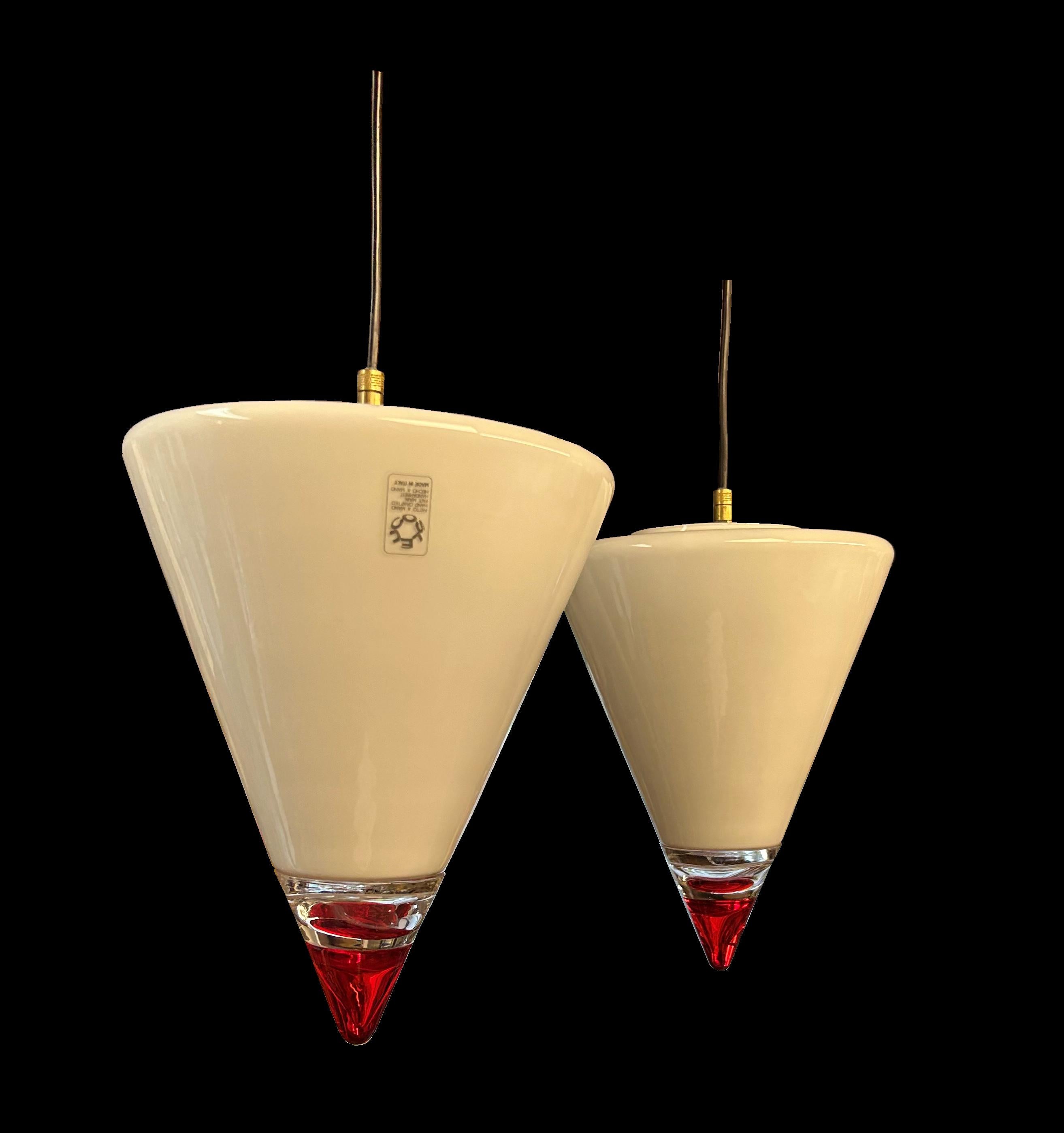 Pair of Hanging Lights by Leucos In Excellent Condition For Sale In Little Burstead, Essex