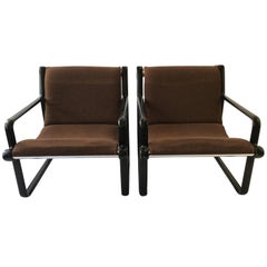 Pair of Hannah Morrison for Knoll Sling Armchairs in Brown, 1973