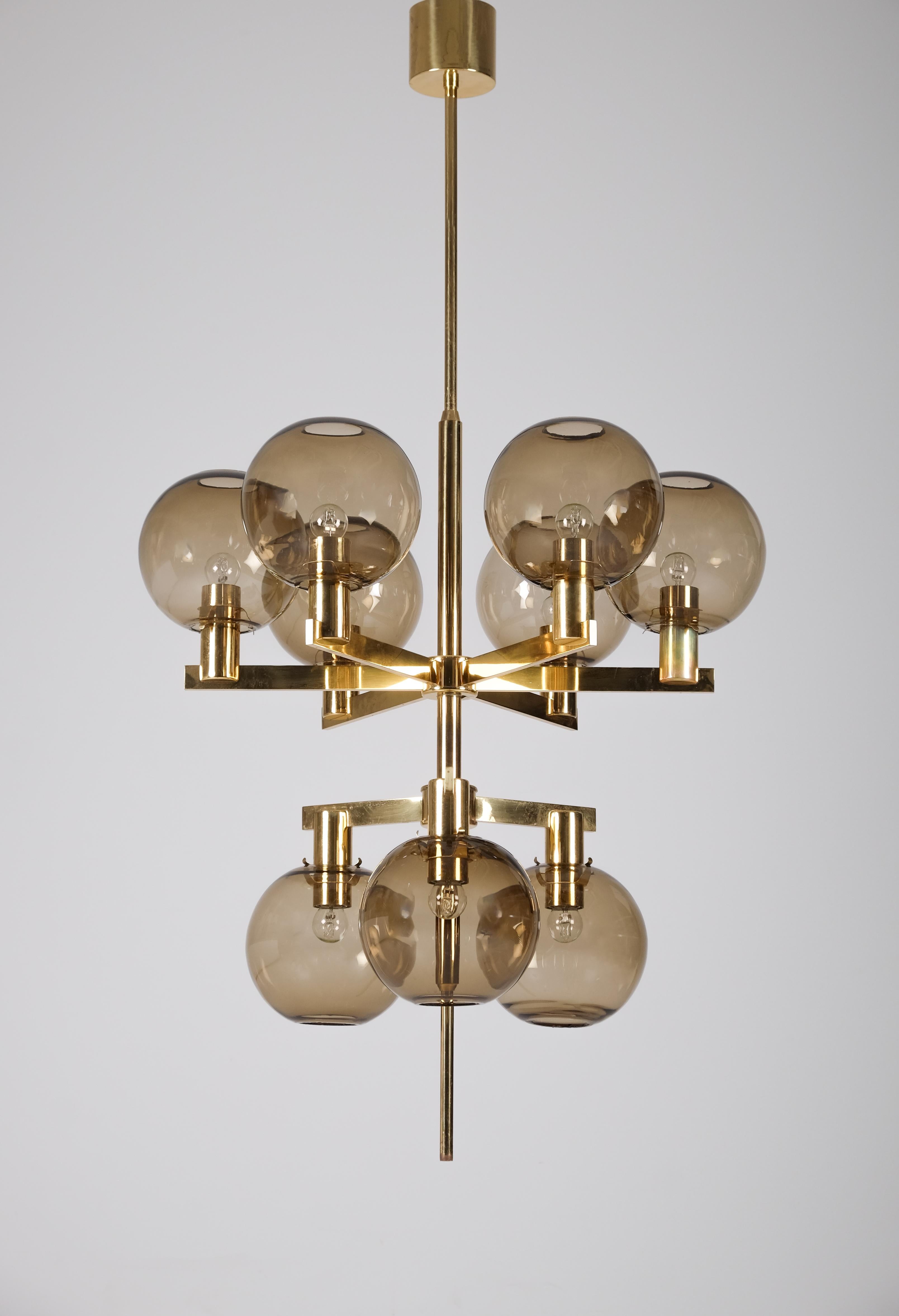 Coppia di lampadari in ottone Hans-Agne Jakobsson Model 348/9, anni '60 in vendita 3