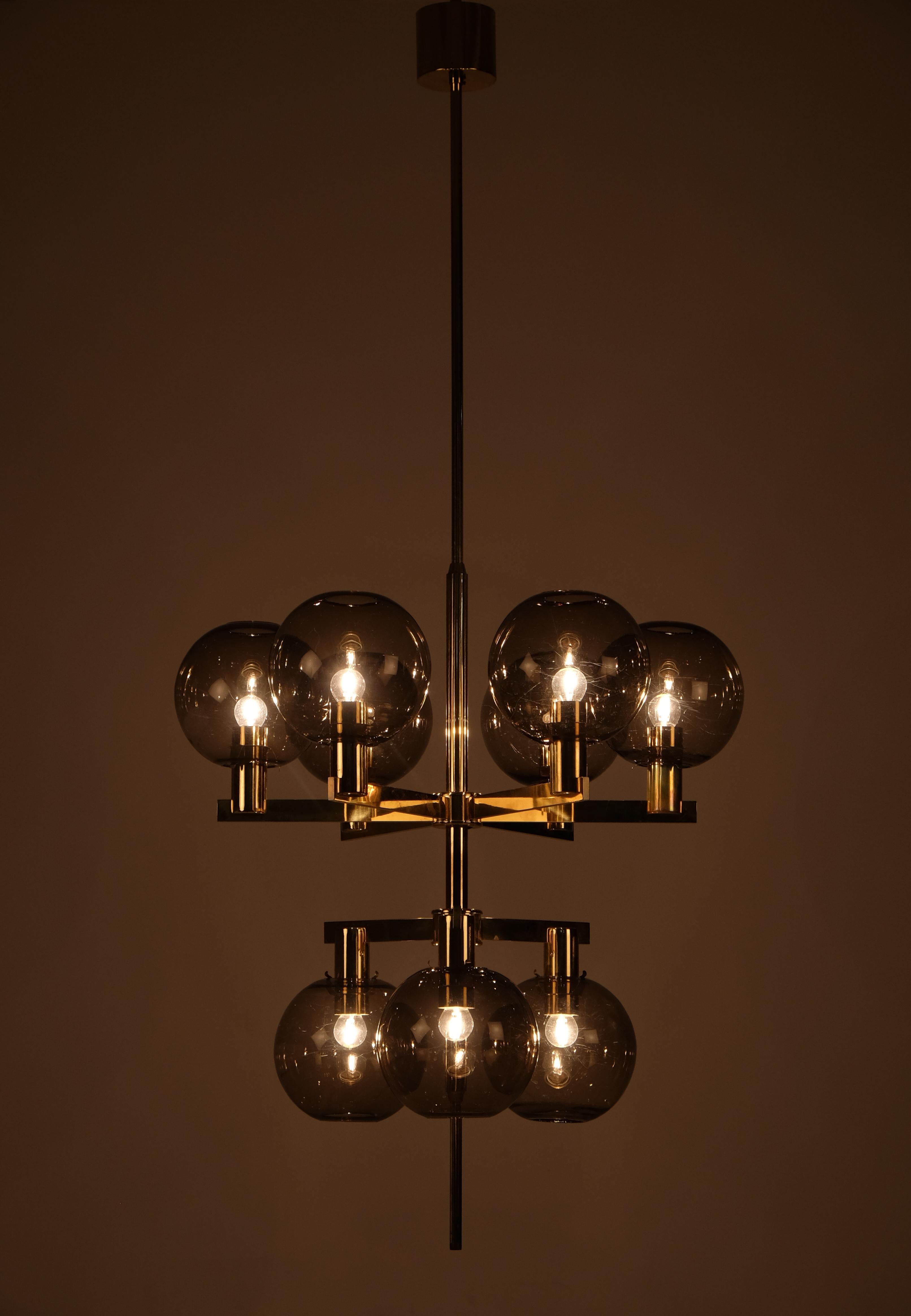 Ottone Coppia di lampadari in ottone Hans-Agne Jakobsson Model 348/9, anni '60 in vendita