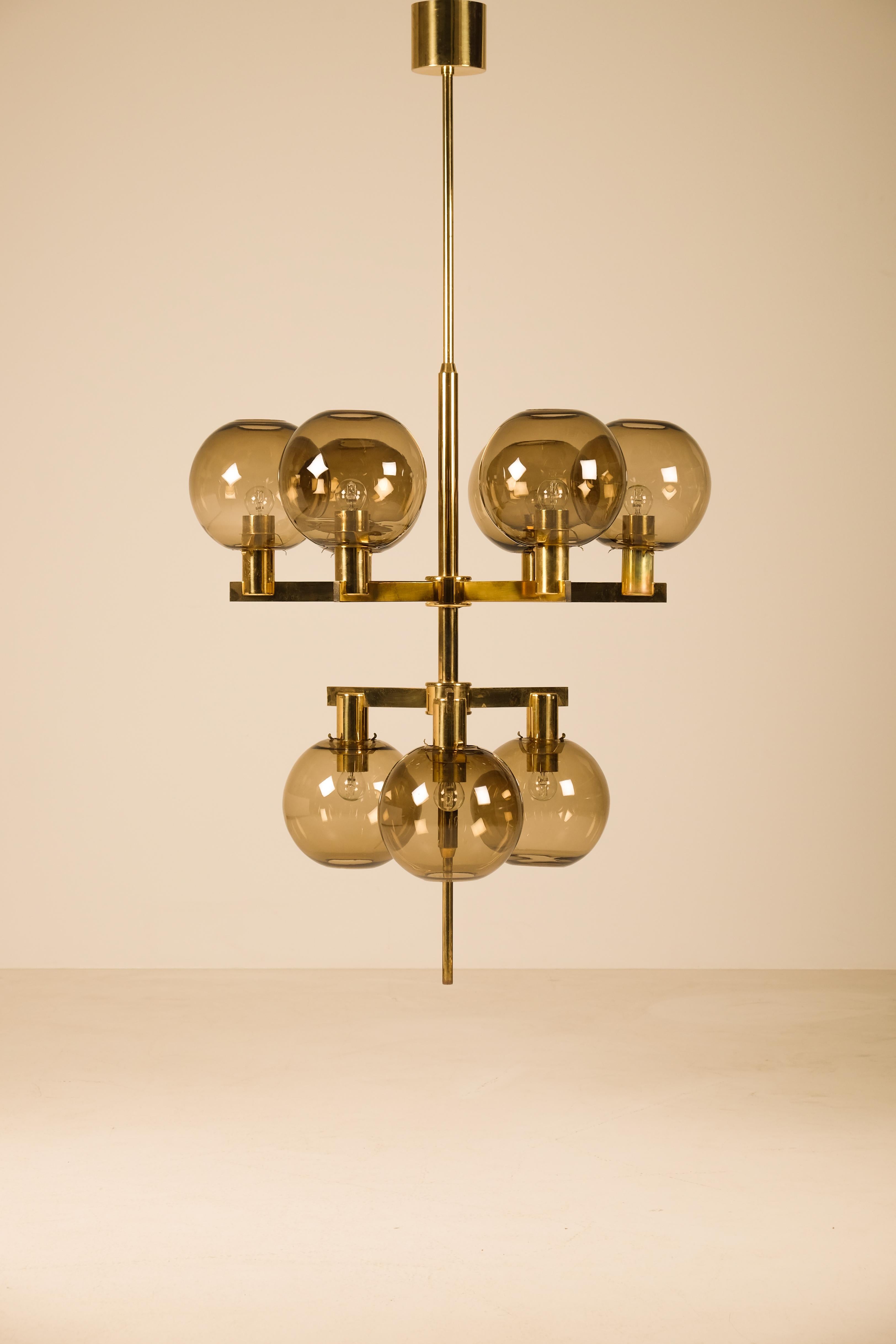 Coppia di lampadari in ottone Hans-Agne Jakobsson Model 348/9, anni '60 in vendita 1