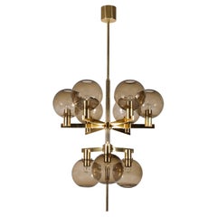 Pair of Hans-Agne Jakobsson Brass Chandeliers Model 348/9, 1960s