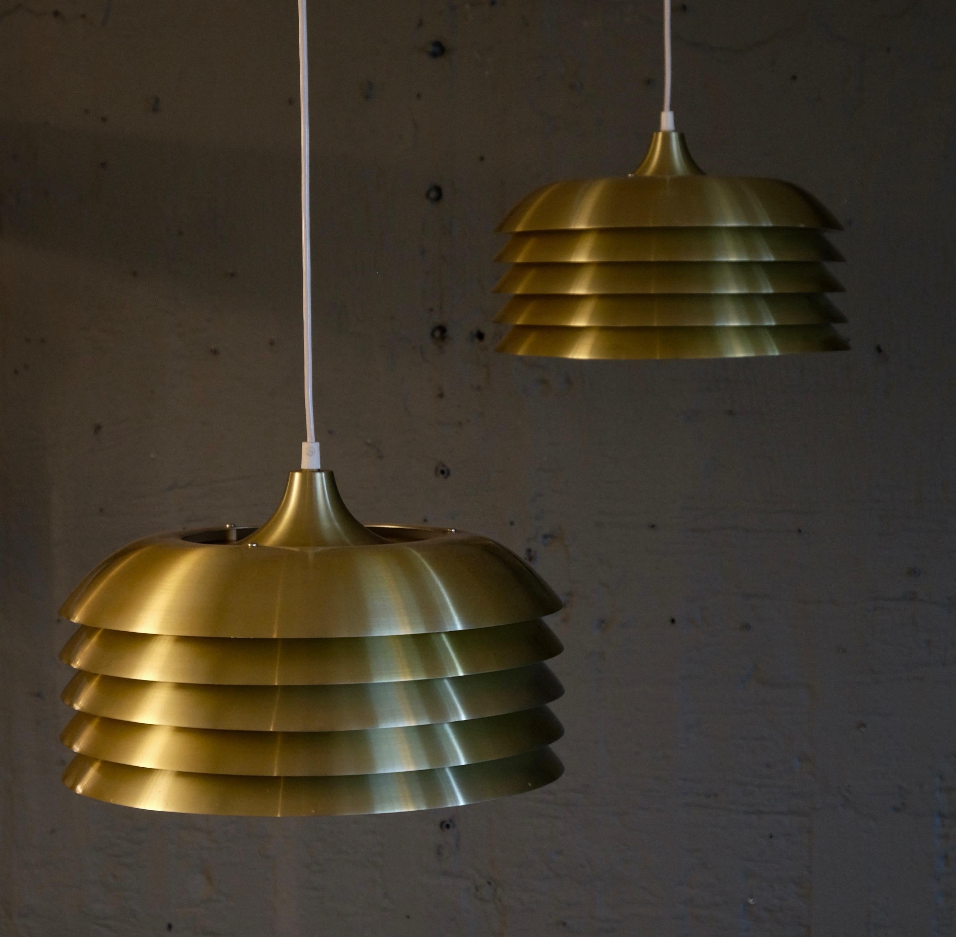 Pair of Hans-Agne Jakobsson Brass Pendants, 1960s 3