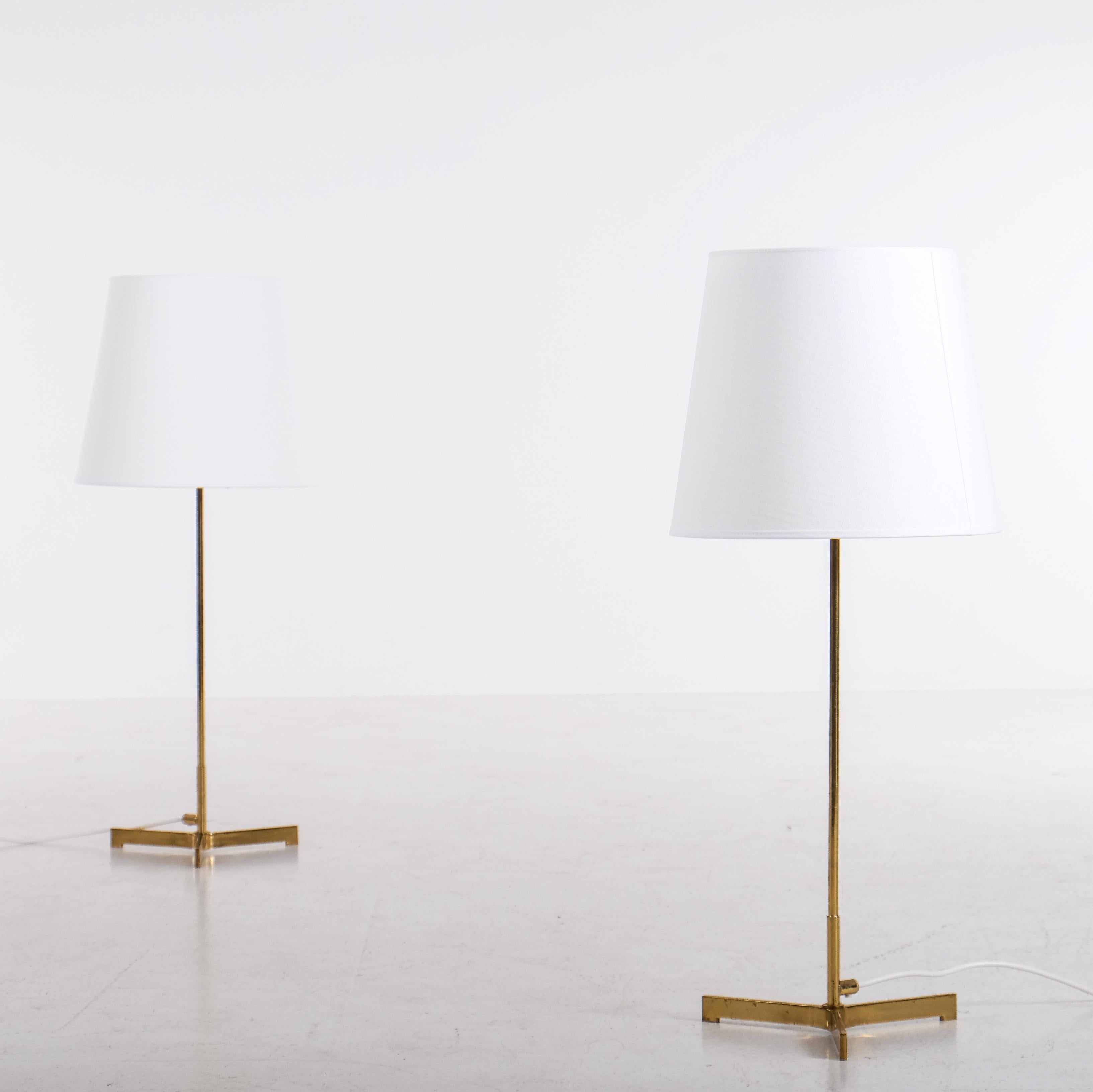 Mid-20th Century Pair of Hans-Agne Jakobsson Brass Table Lamps, 1960s For Sale