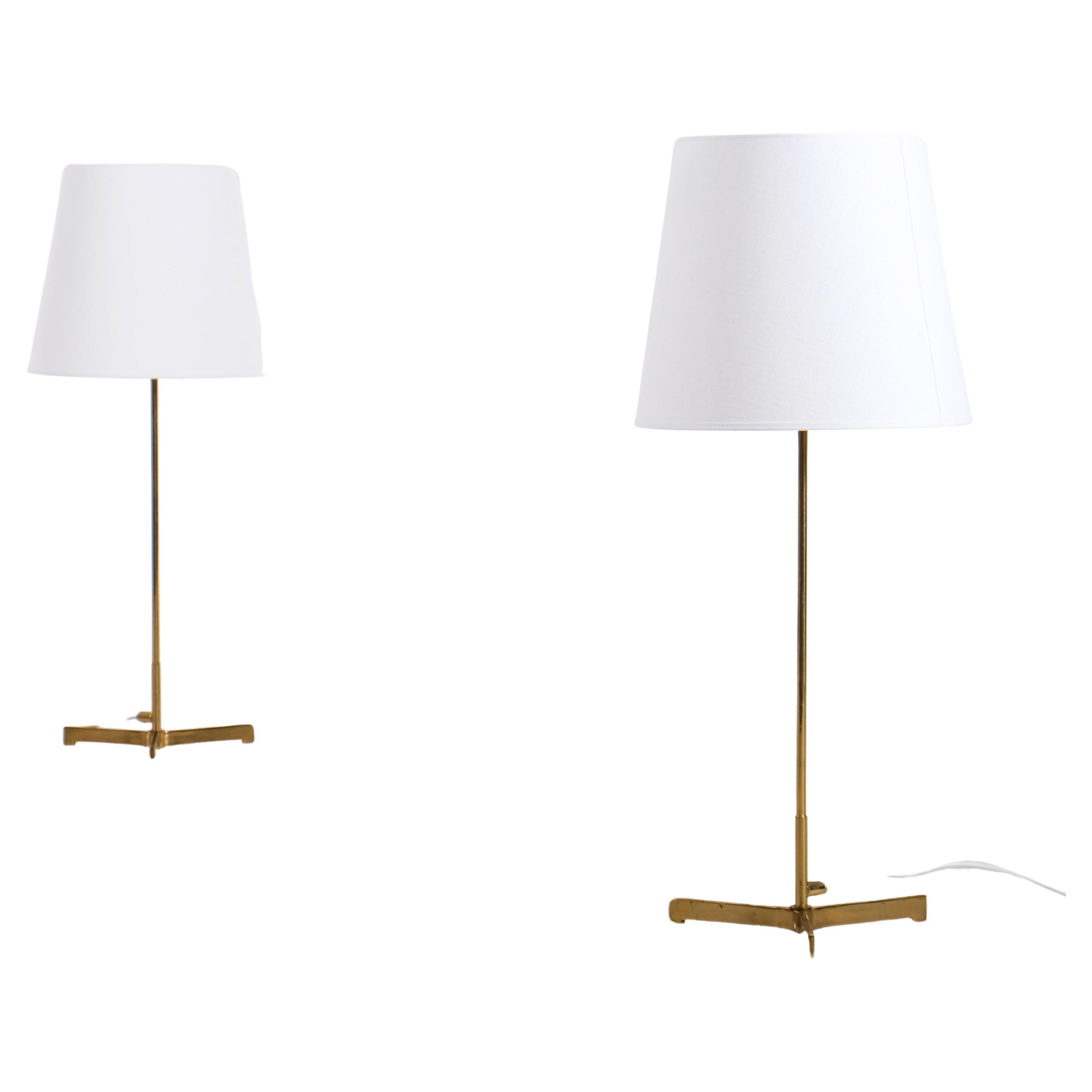 Pair of Hans-Agne Jakobsson Brass Table Lamps, 1960s