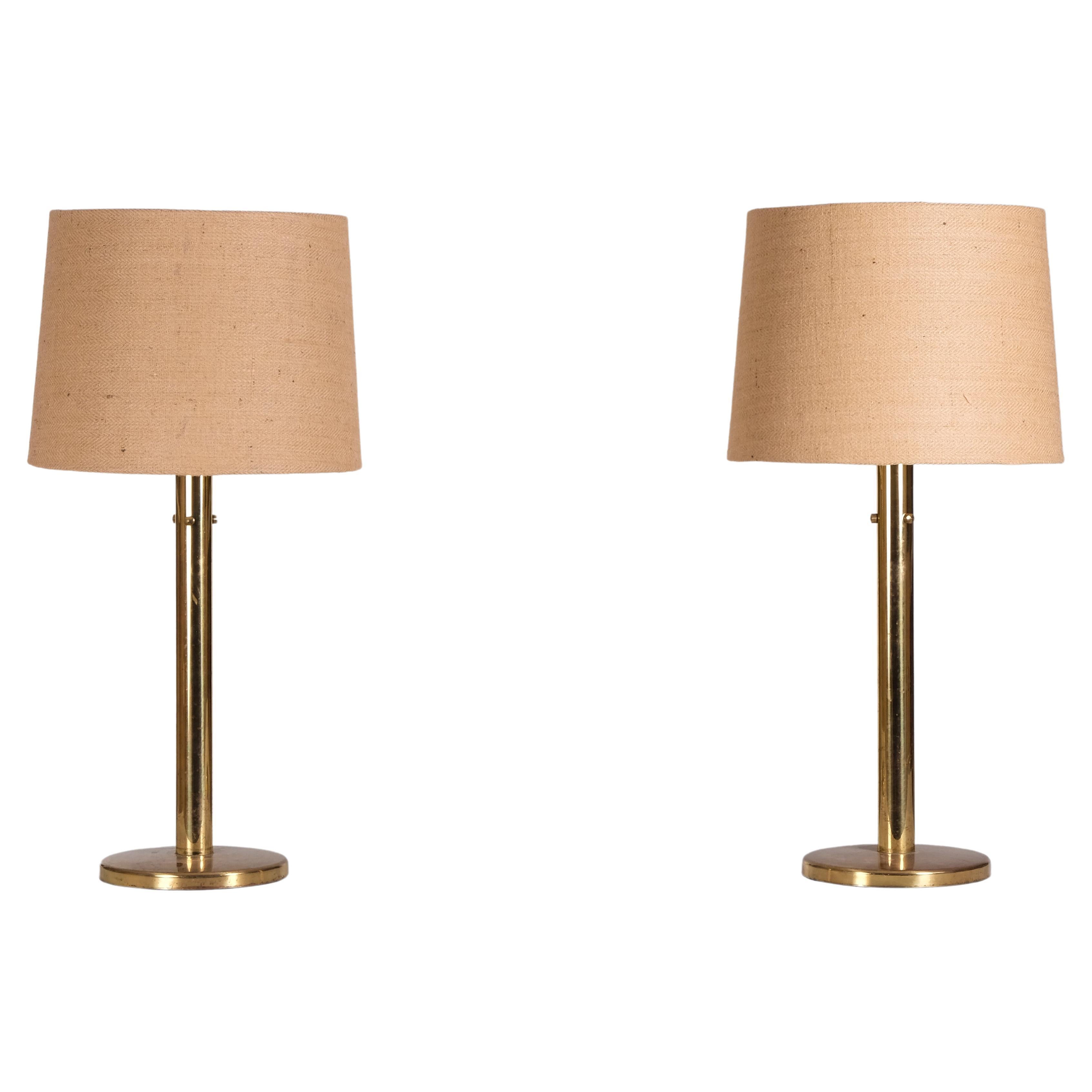 Pair of Hans-Agne Jakobsson Brass Table Lamps, 1970s