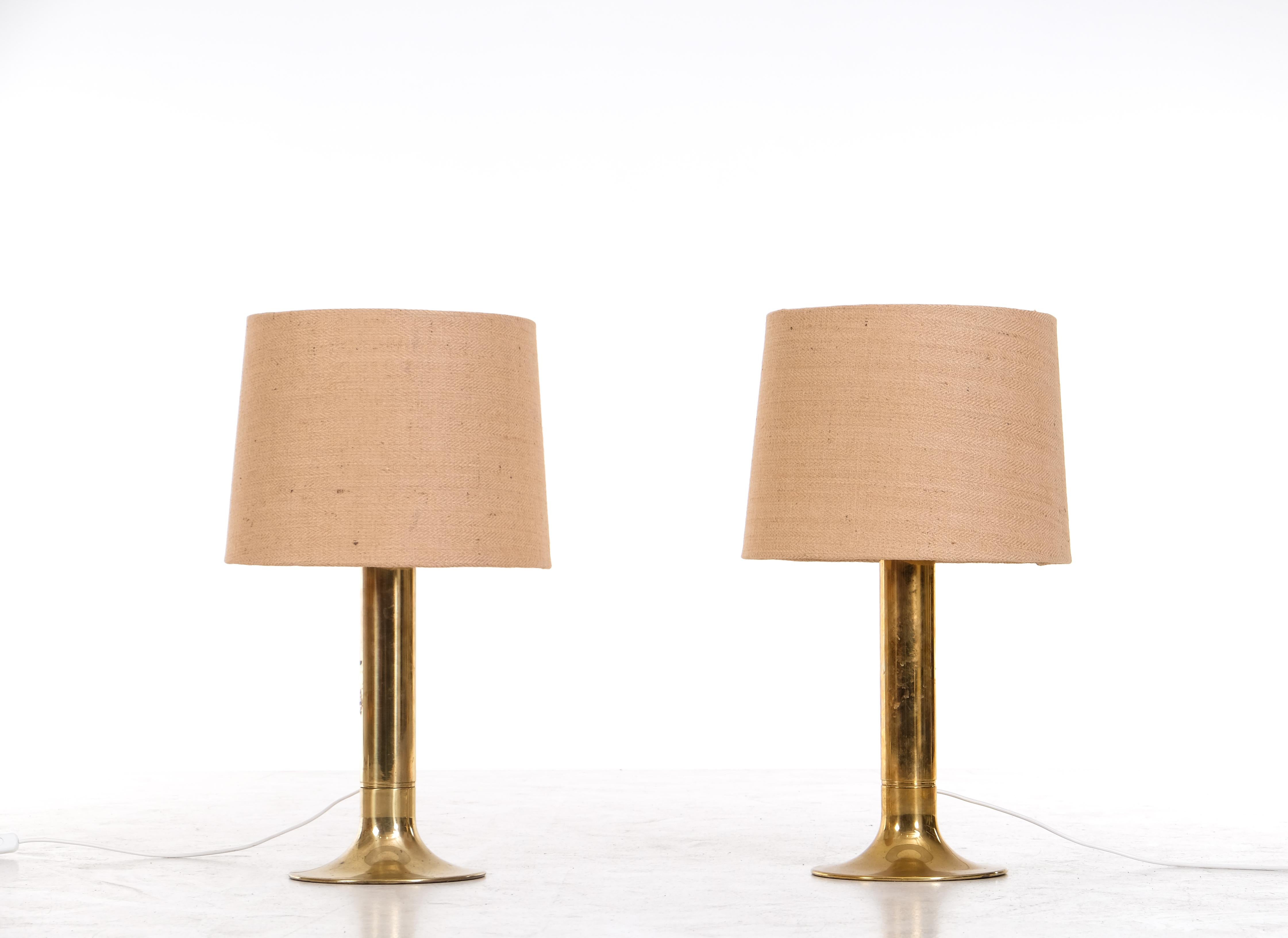 Scandinavian Modern Pair of Hans-Agne Jakobsson Brass Table Lamps model B204, 1970s For Sale