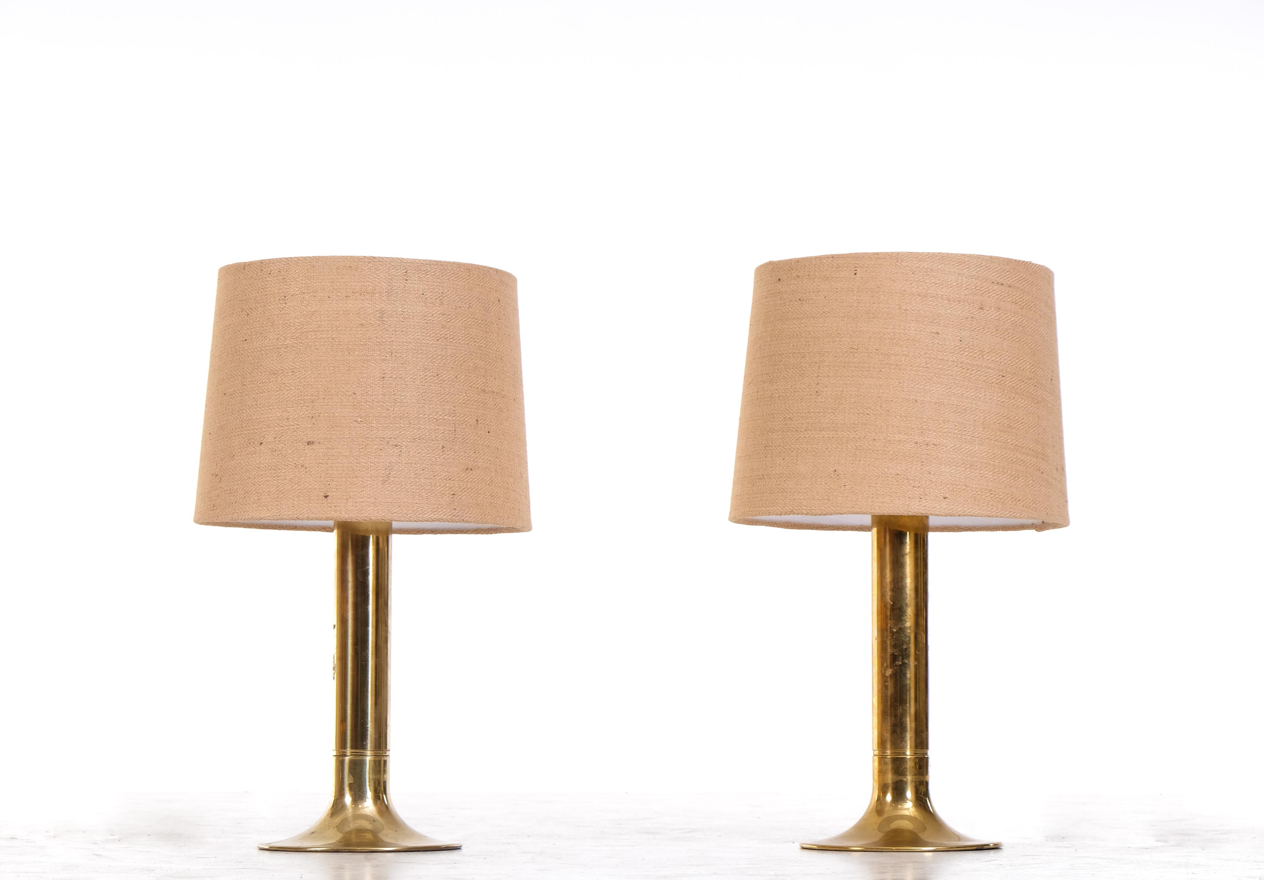 Pair of Hans-Agne Jakobsson Brass Table Lamps model B204, 1970s 1
