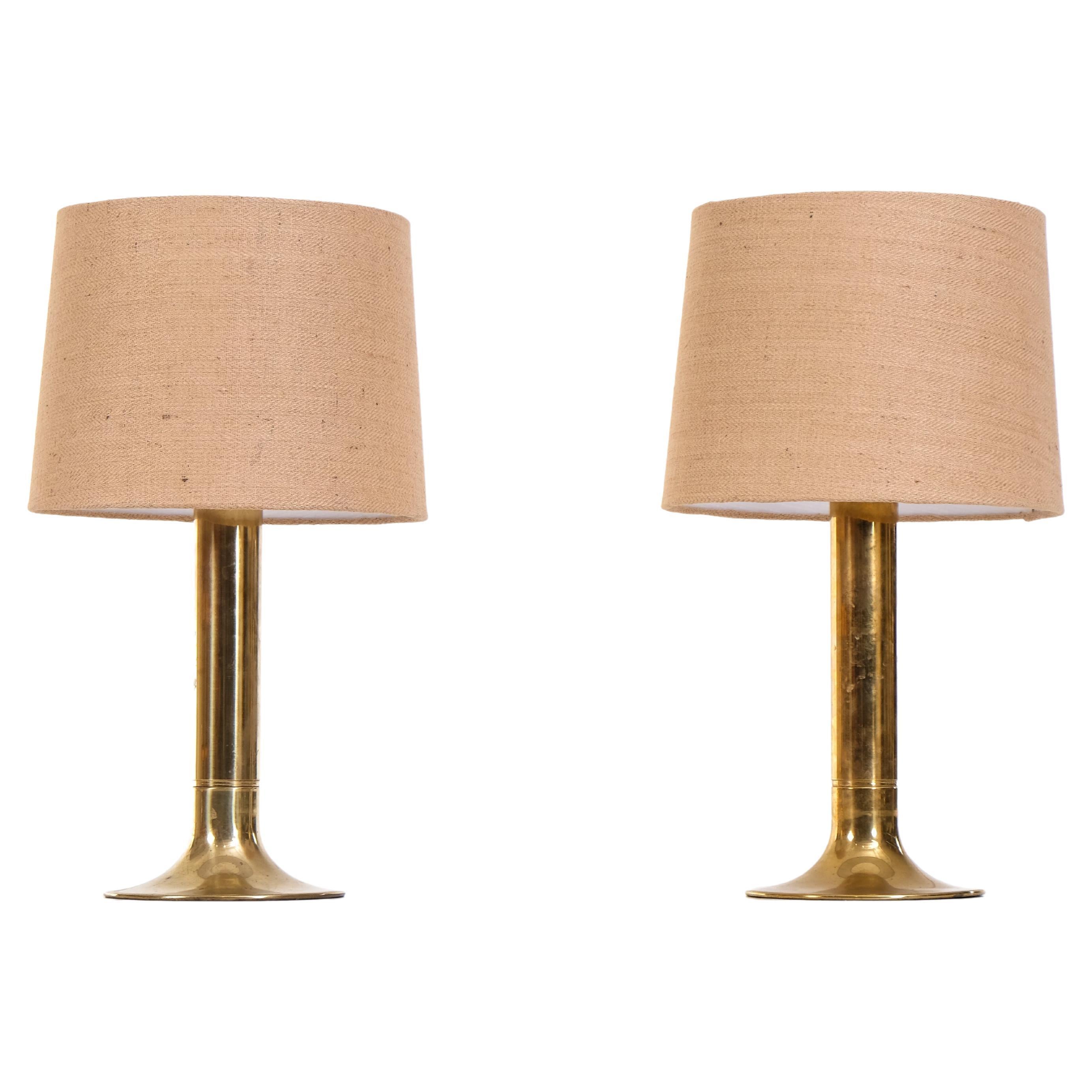Pair of Hans-Agne Jakobsson Brass Table Lamps model B204, 1970s For Sale