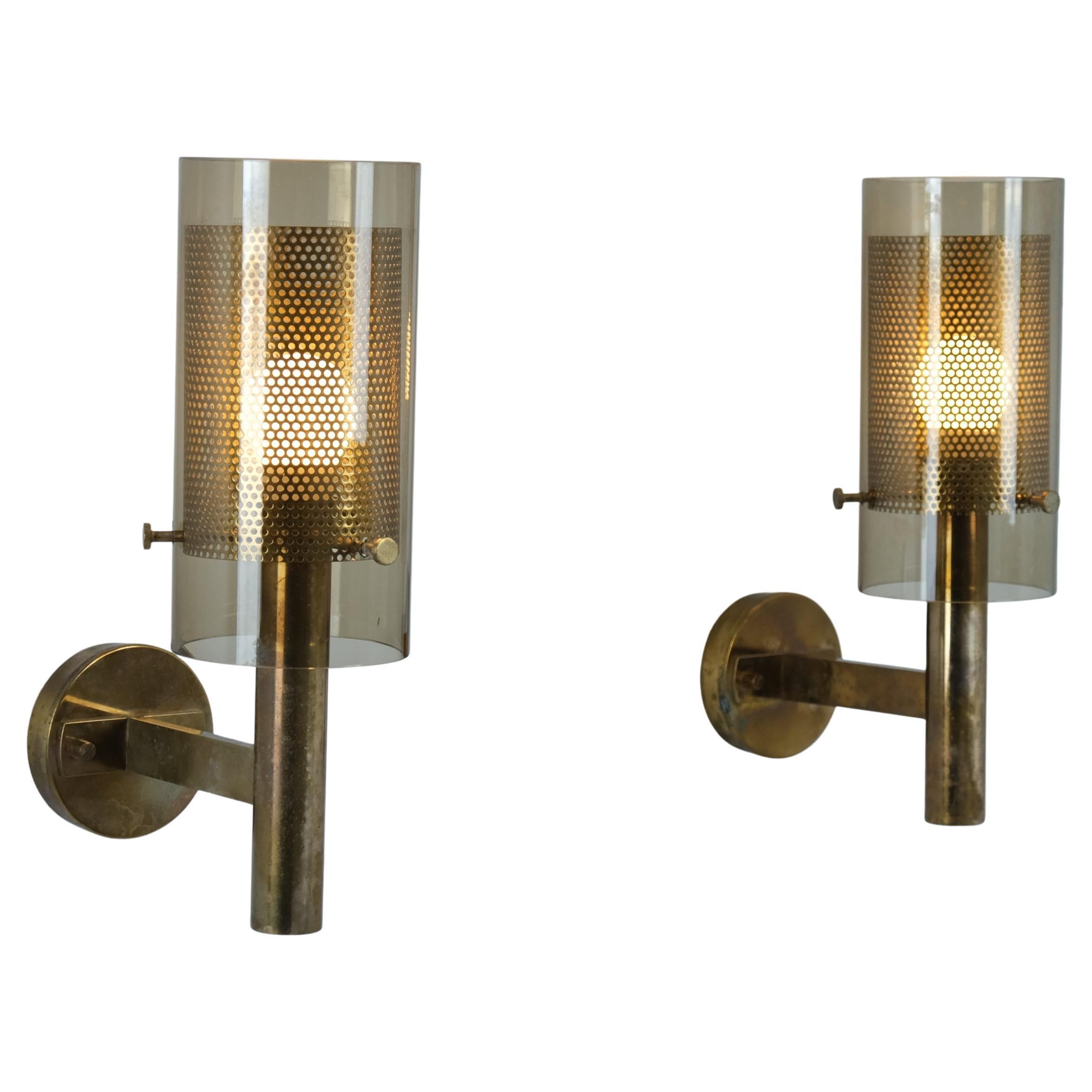 Pair of Hans-Agne Jakobsson Brass Wall Lamps Model V147 Glass
Brass, 1960s