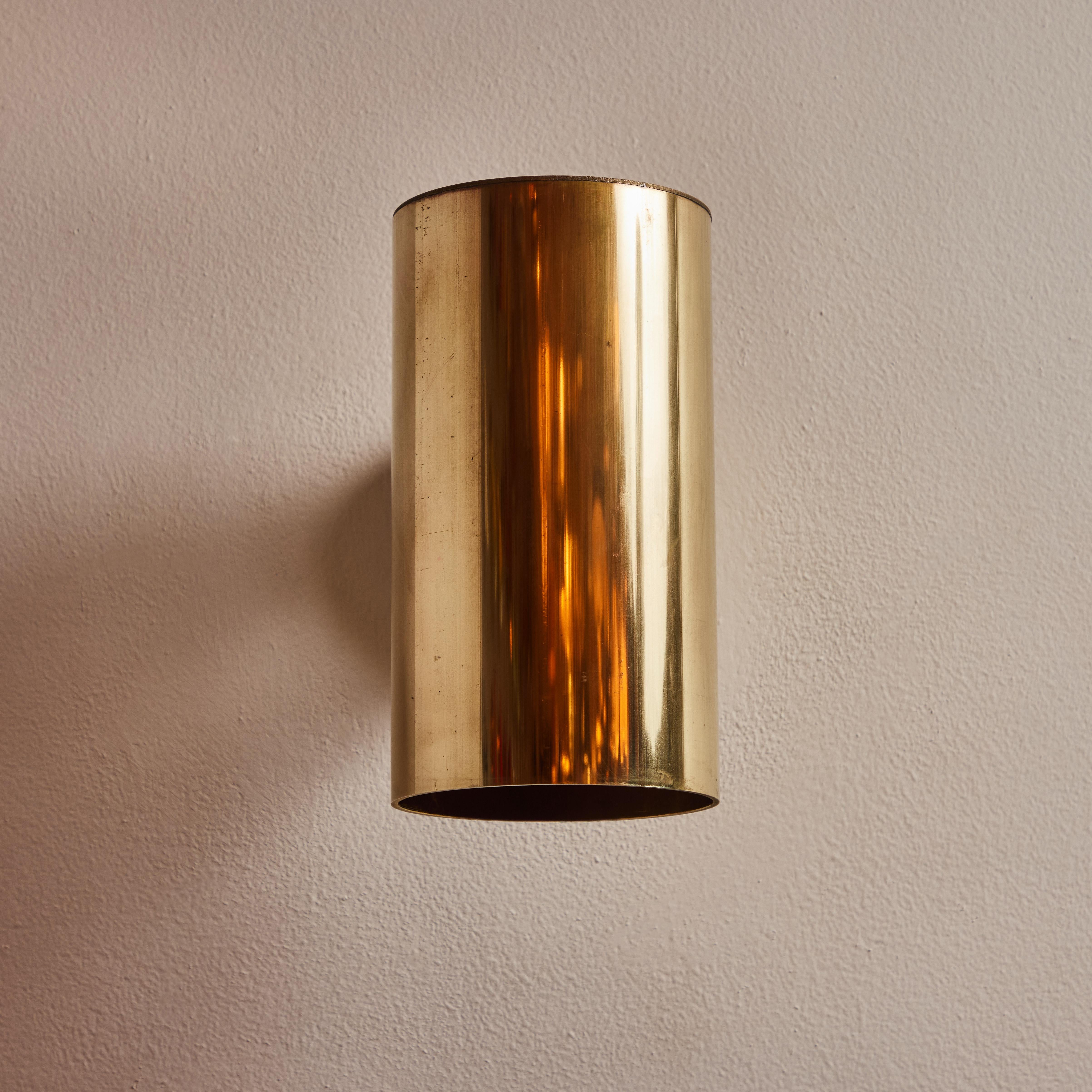 Scandinavian Modern Pair of Hans-Agne Jakobsson C 627/110 'Rulle' Raw Brass Outdoor Sconces For Sale