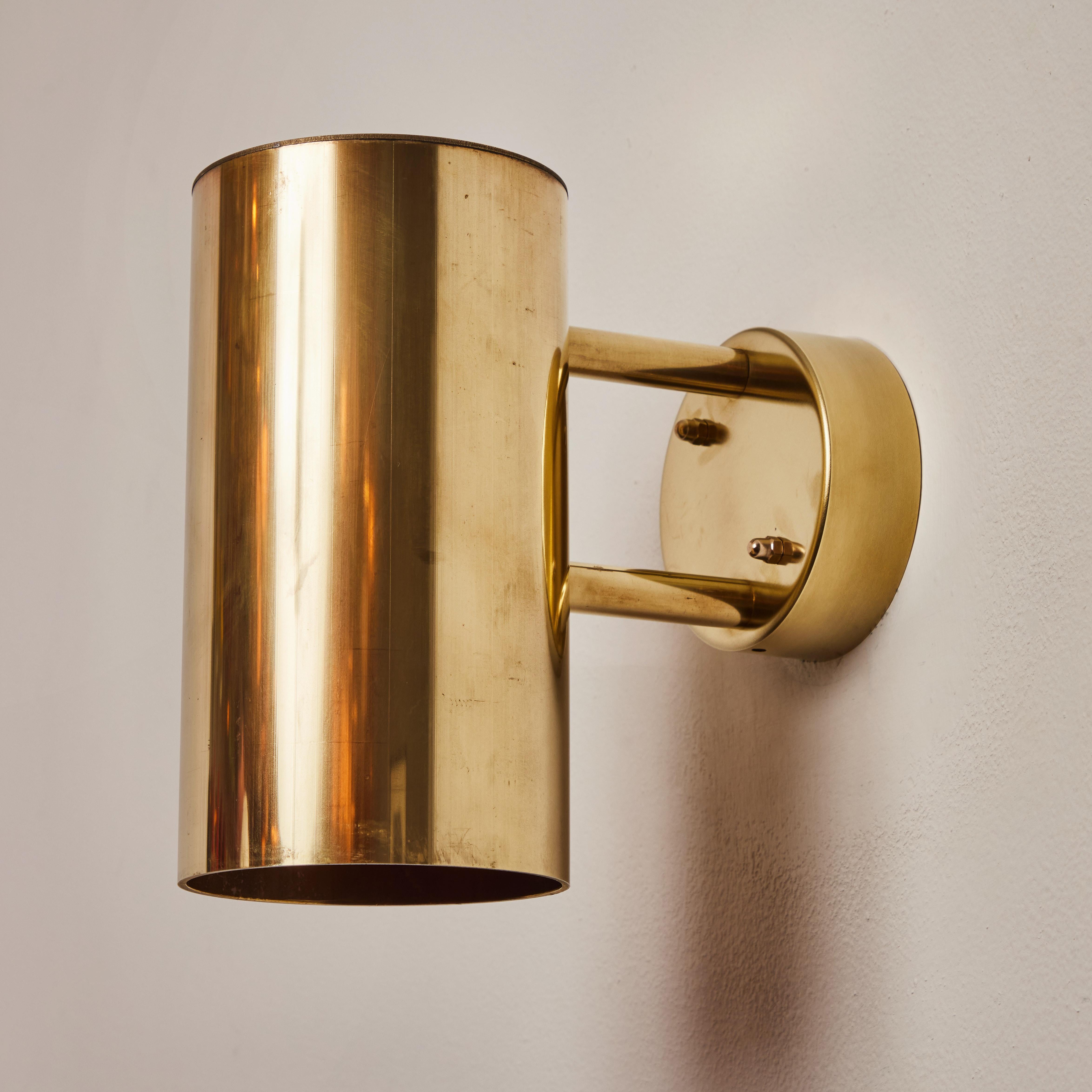 Contemporary Pair of Hans-Agne Jakobsson C 627/110 'Rulle' Raw Brass Outdoor Sconces For Sale