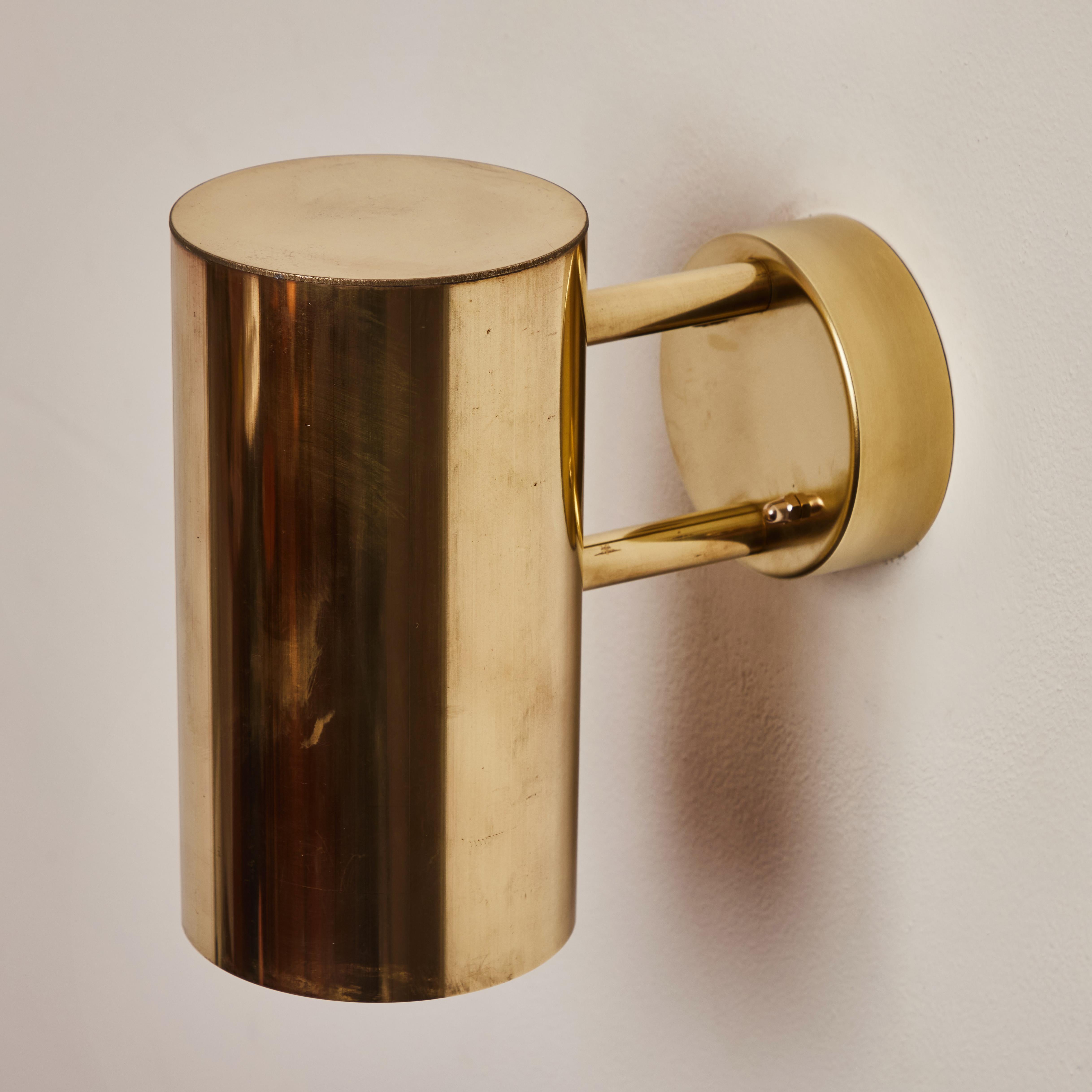 Pair of Hans-Agne Jakobsson C 627/110 'Rulle' Raw Brass Outdoor Sconces For Sale 1