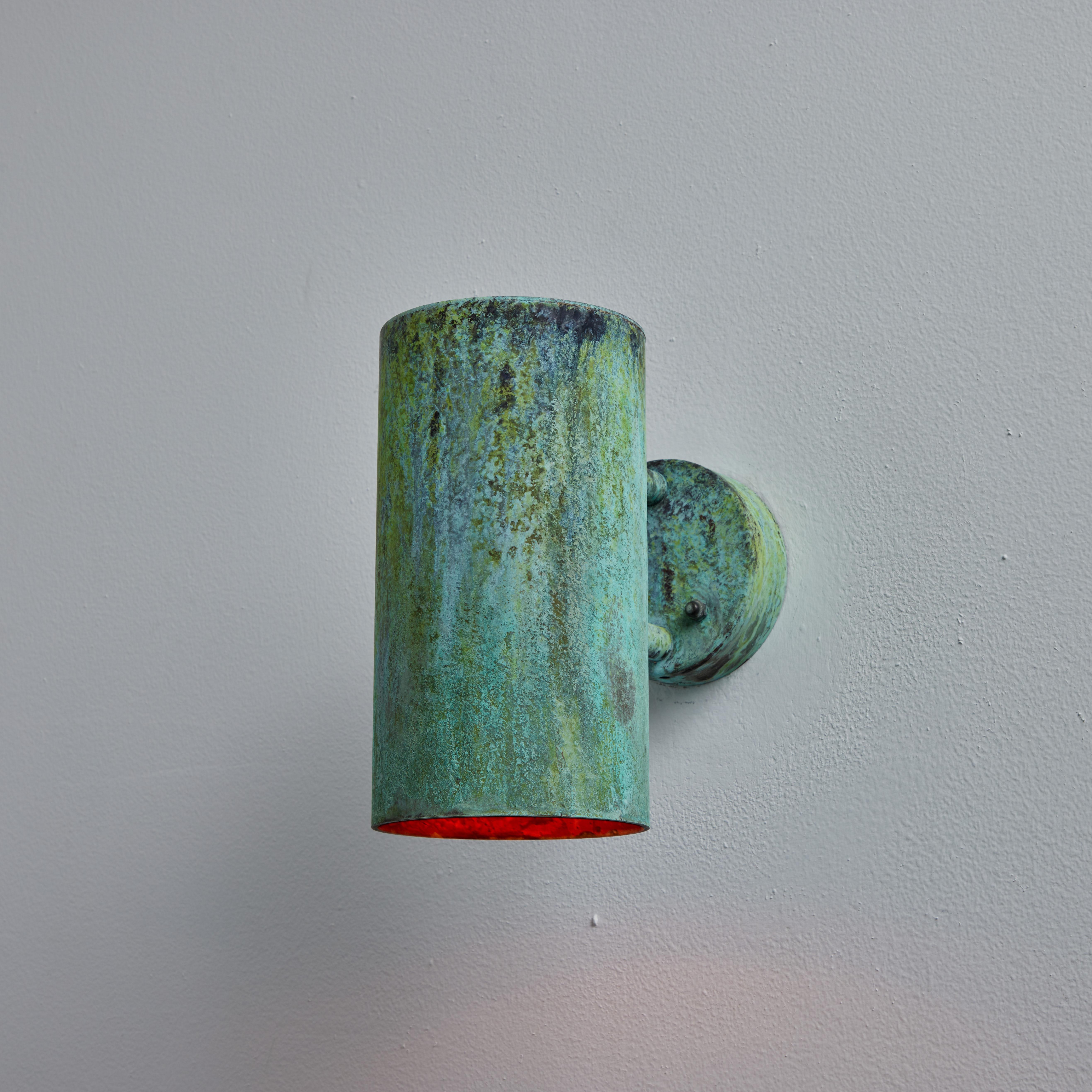Pair of Hans-Agne Jakobsson C627/110 'Rulle' Verdigris Patinated Outdoor Sconces For Sale 4