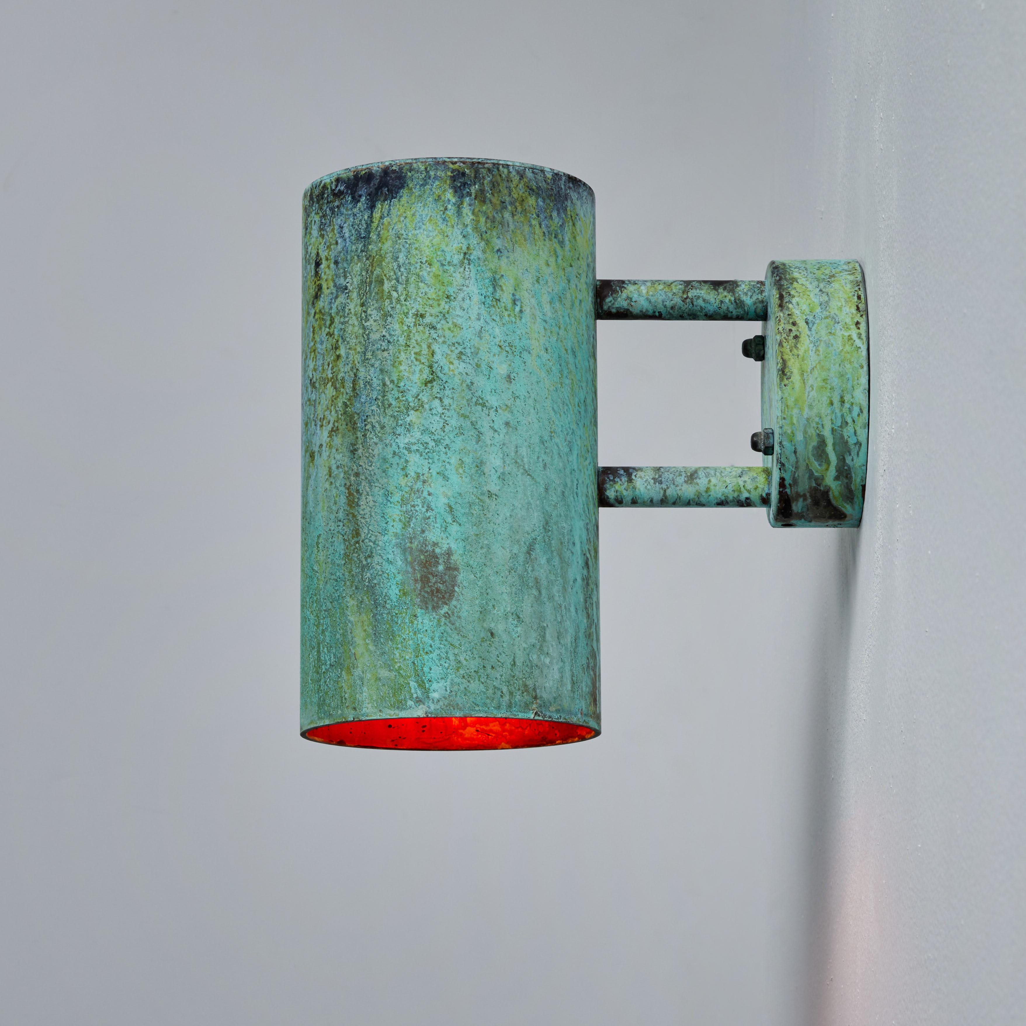 Scandinavian Modern Pair of Hans-Agne Jakobsson C627/110 'Rulle' Verdigris Patinated Outdoor Sconces For Sale