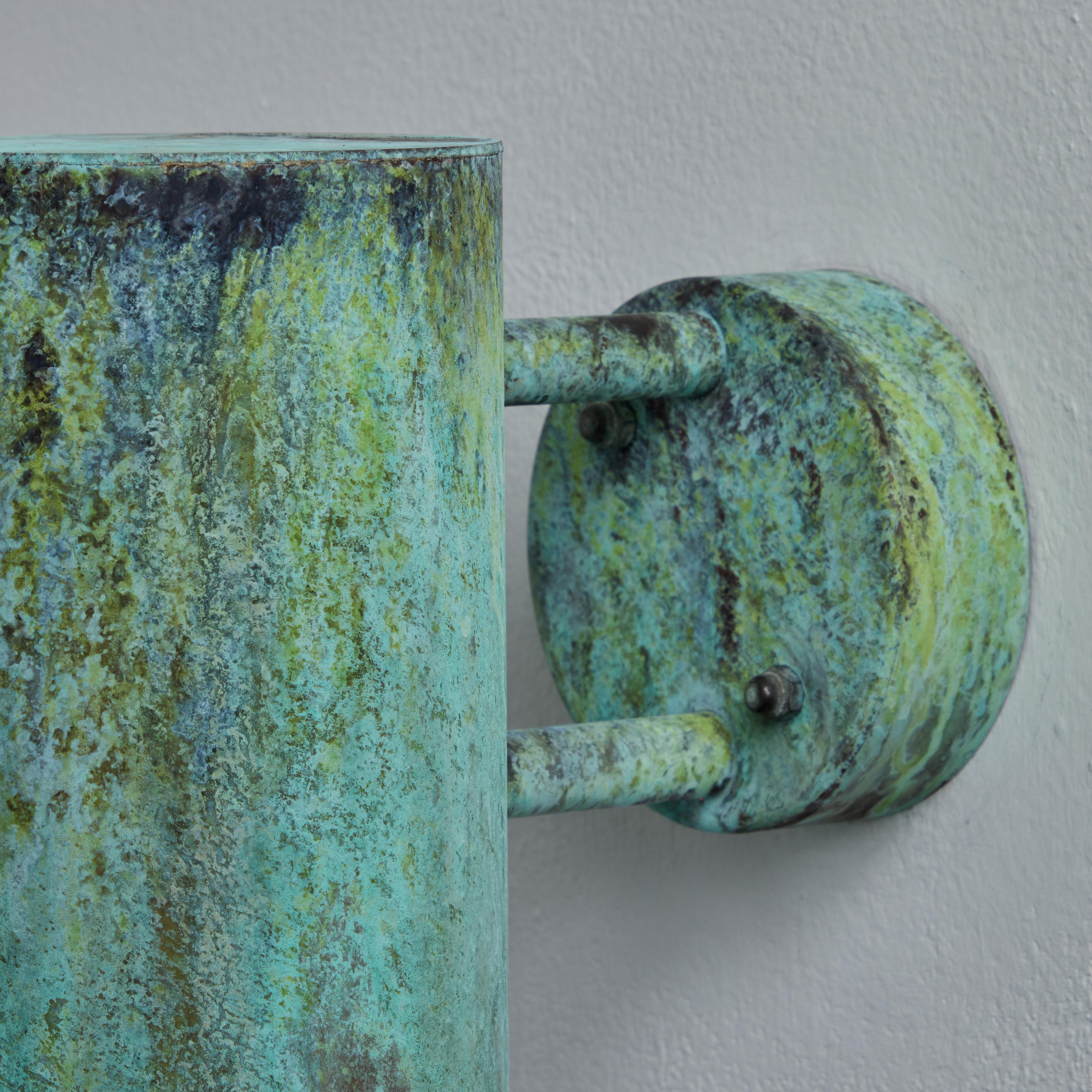 Swedish Pair of Hans-Agne Jakobsson C627/110 'Rulle' Verdigris Patinated Outdoor Sconces For Sale