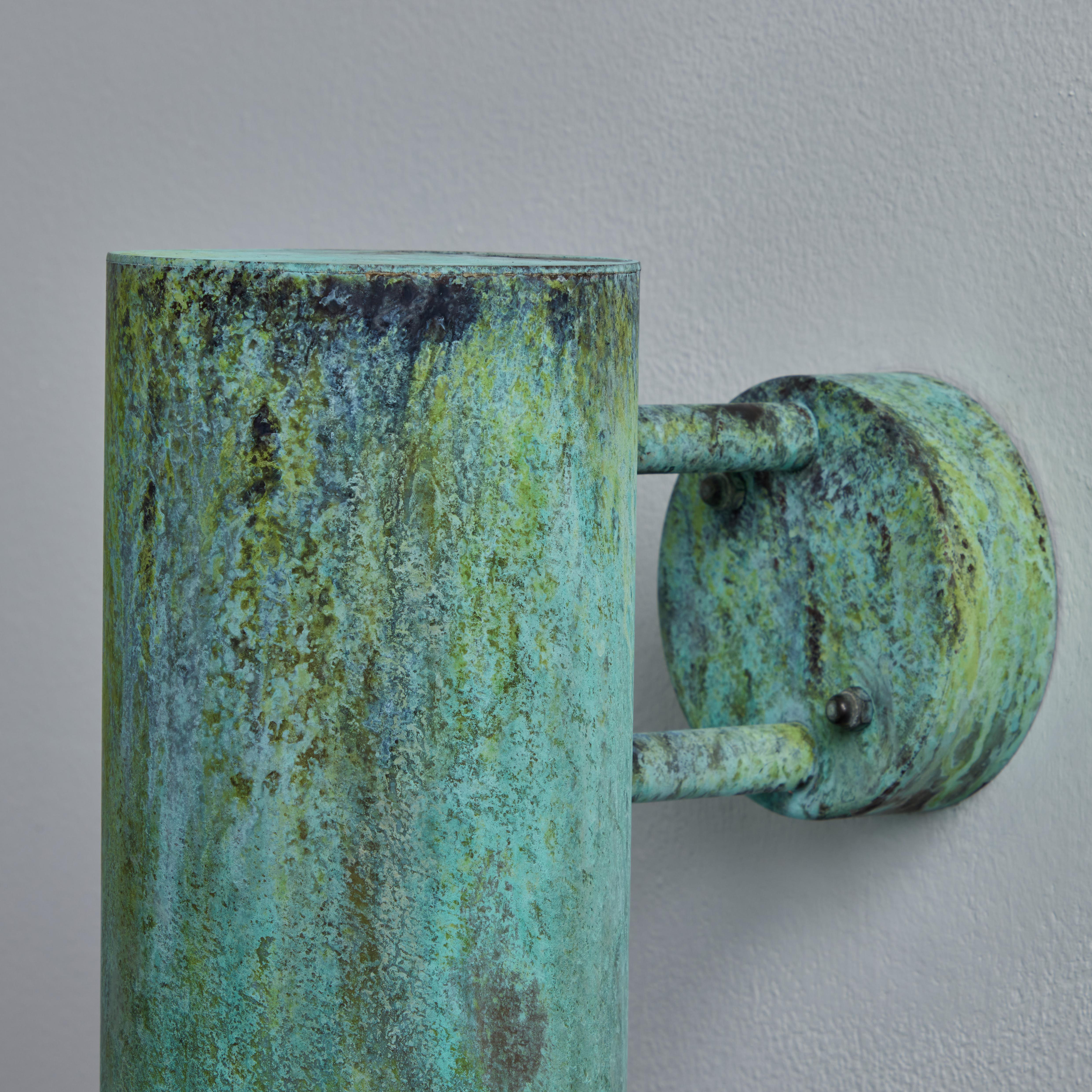 Pair of Hans-Agne Jakobsson C627/110 'Rulle' Verdigris Patinated Outdoor Sconces In New Condition For Sale In Glendale, CA
