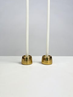 Pair of Hans Agne Jakobsson Candle Sticks Brass L97 Miniature Sweden 1960s