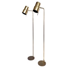 Pair of Hans Agne Jakobsson Floor Lamps Brass G154 Sweden 1970s