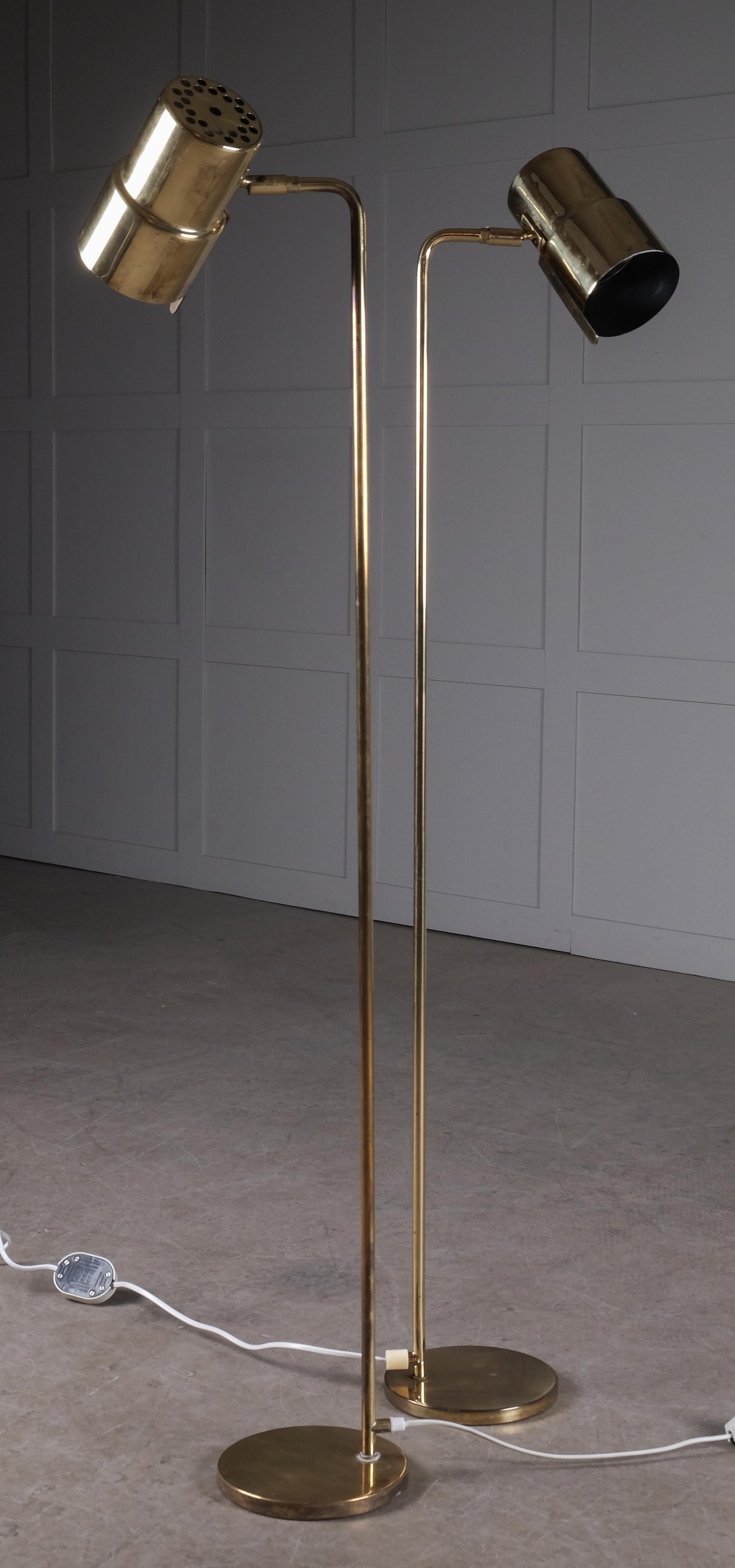 Late 20th Century Pair of Hans-Agne Jakobsson Floor Lamps Model G-154, 1970s For Sale