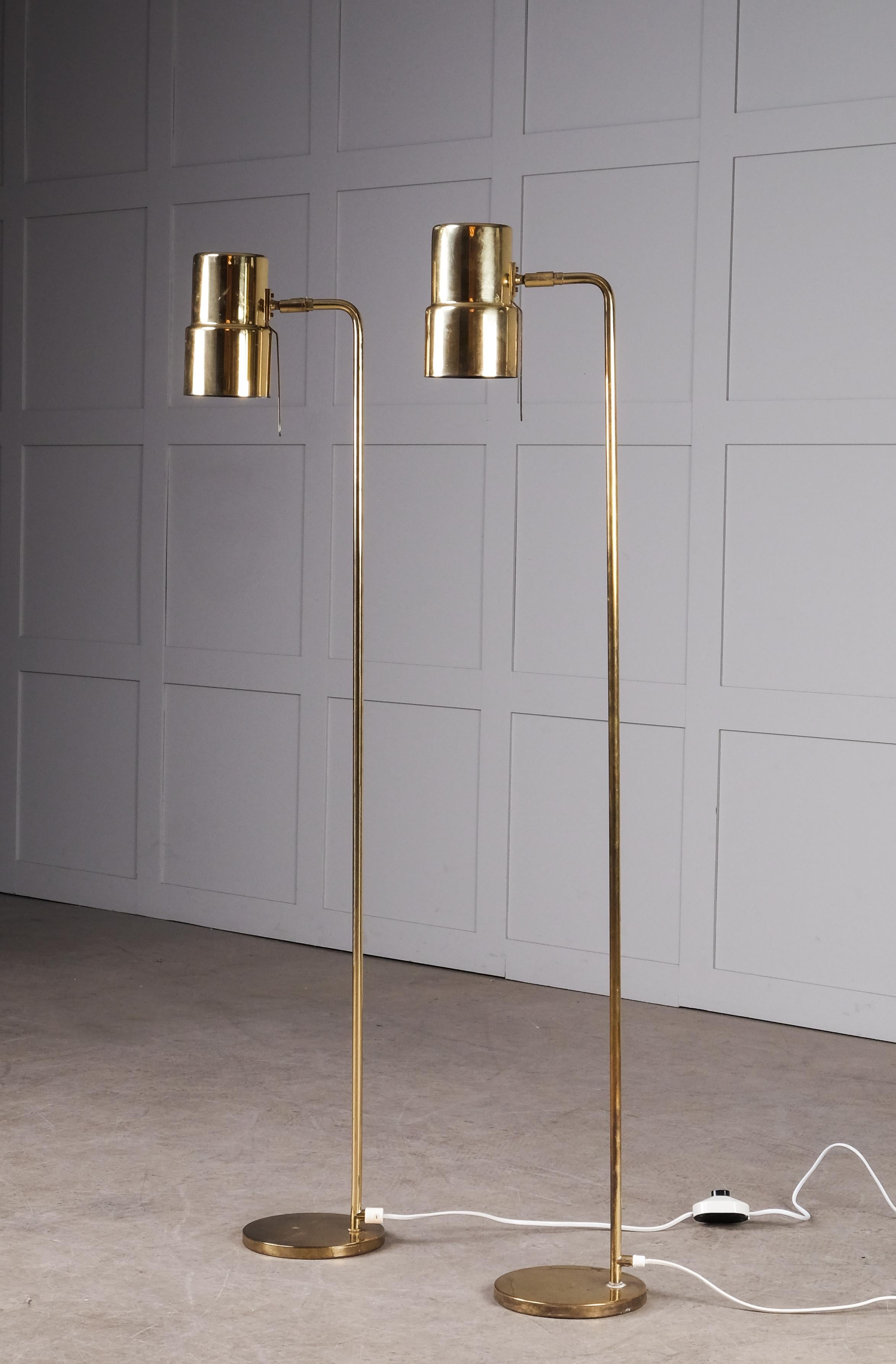 Brass Pair of Hans-Agne Jakobsson Floor Lamps Model G-154, 1970s For Sale