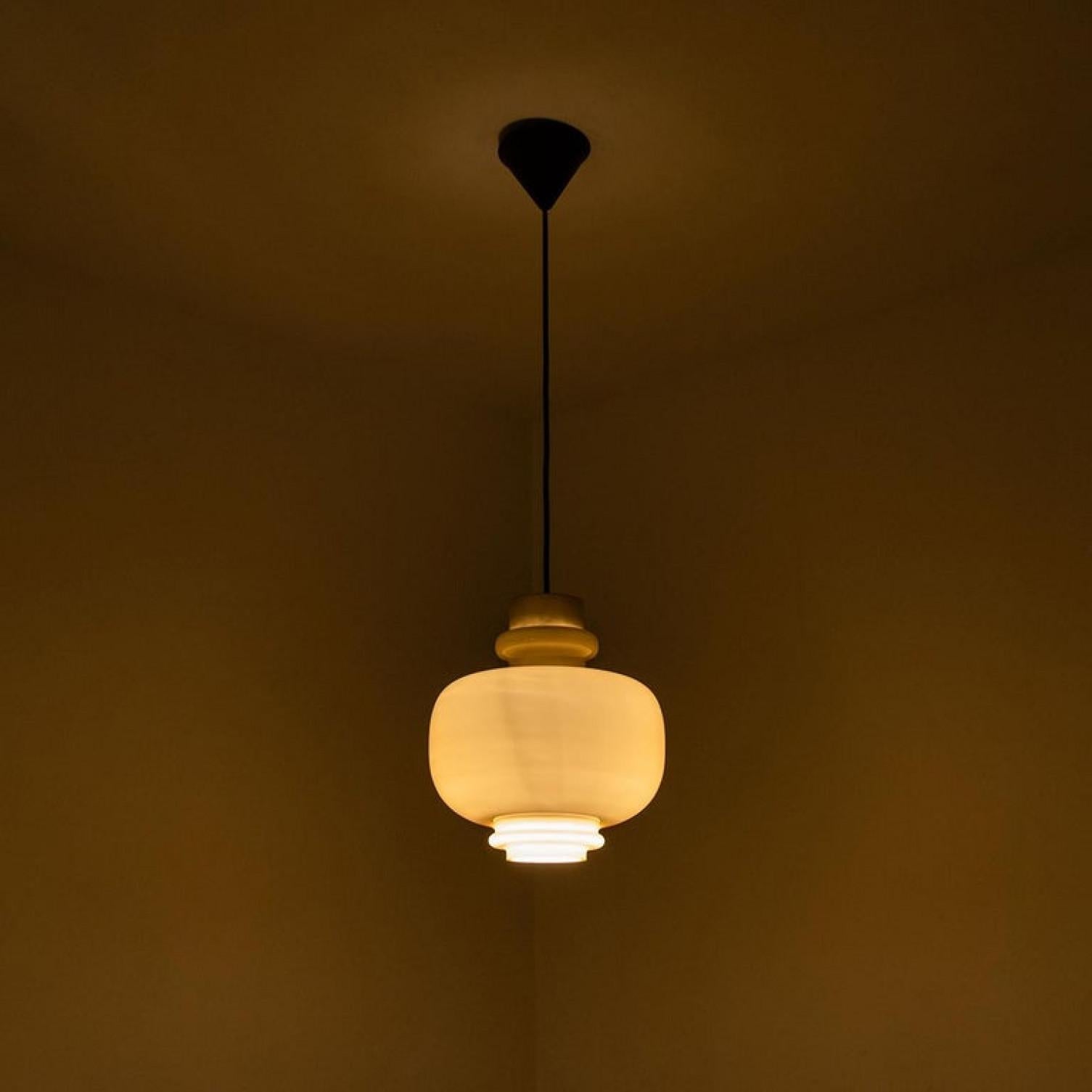 Pair of Hans-Agne Jakobsson for Staff Braun Glass Pendant Lights, 1960 For Sale 2