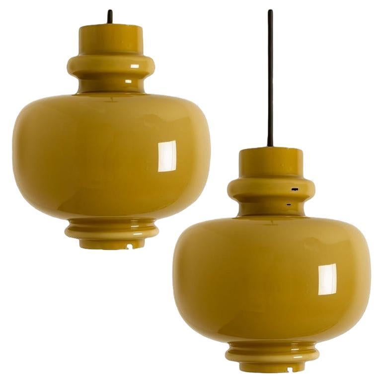 Pair of Hans-Agne Jakobsson for Staff Braun Glass Pendant Lights, 1960