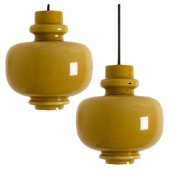 Vintage Pair of Hans-Agne Jakobsson for Staff Braun Glass Pendant Lights, 1960