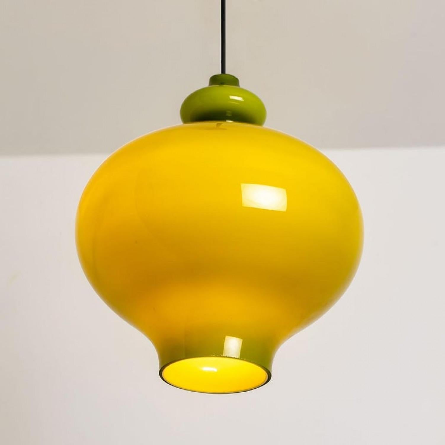 Pair of Hans-Agne Jakobsson for Staff Green Glass Pendant Lights, 1960 For Sale 3
