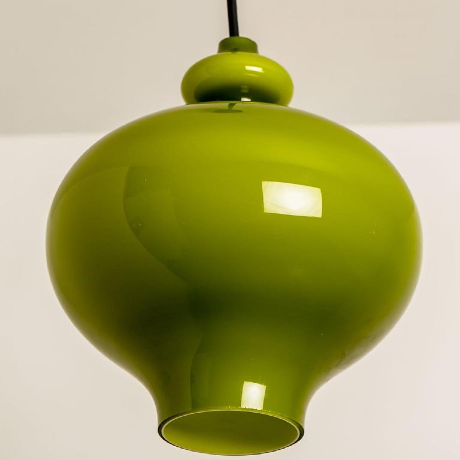 Pair of Hans-Agne Jakobsson for Staff Green Glass Pendant Lights, 1960 For Sale 5
